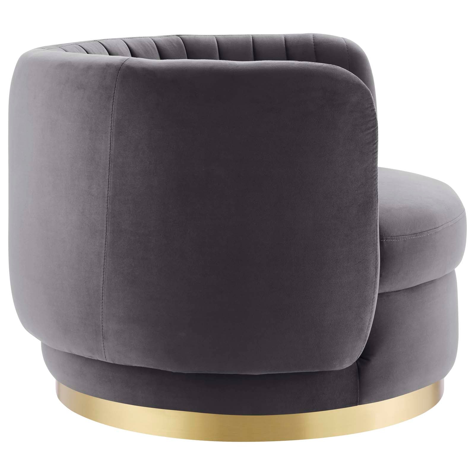 Modway Accent Chairs - Embrace Tufted Performance Velvet Performance Velvet Swivel Chair Gold Gray