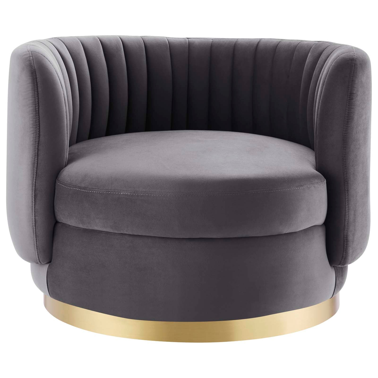 Modway Accent Chairs - Embrace Tufted Performance Velvet Performance Velvet Swivel Chair Gold Gray