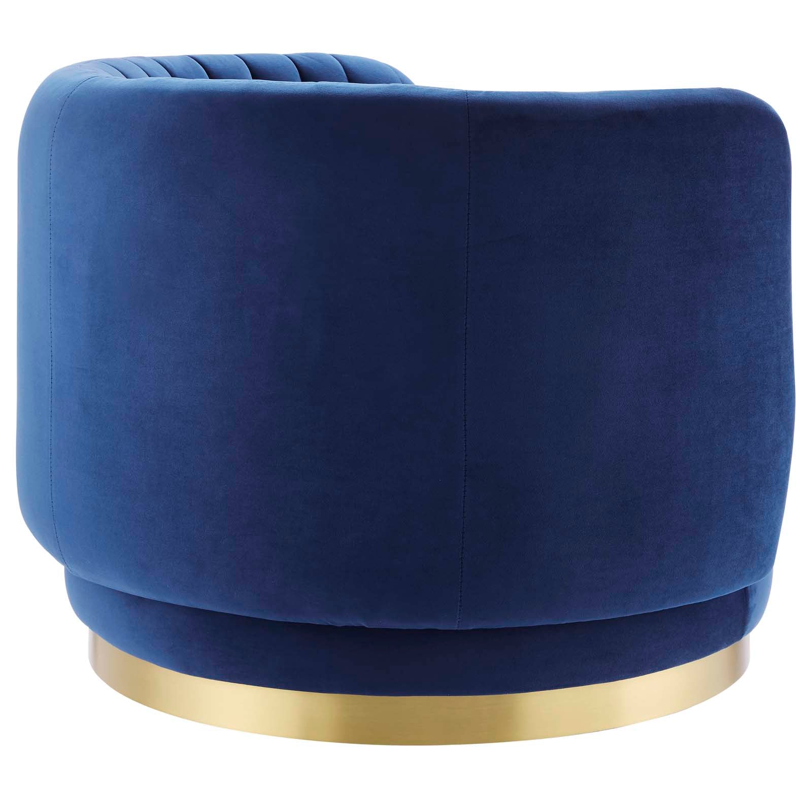 Modway Accent Chairs - Embrace Tufted Performance Velvet Performance Velvet Swivel Chair Gold Navy