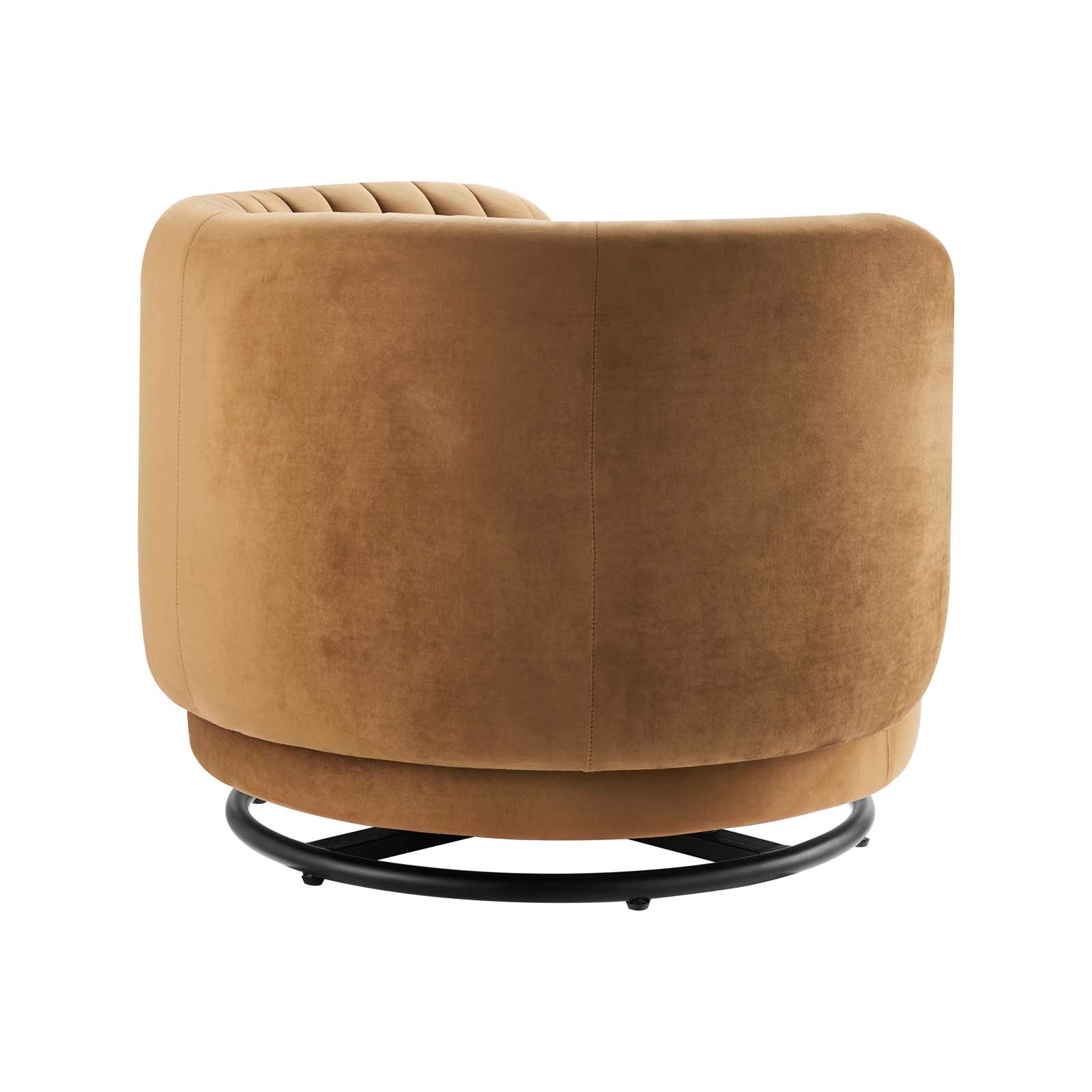 Modway Accent Chairs - Embrace Tufted Performance Velvet Performance Velvet Swivel Chair Black Cognac