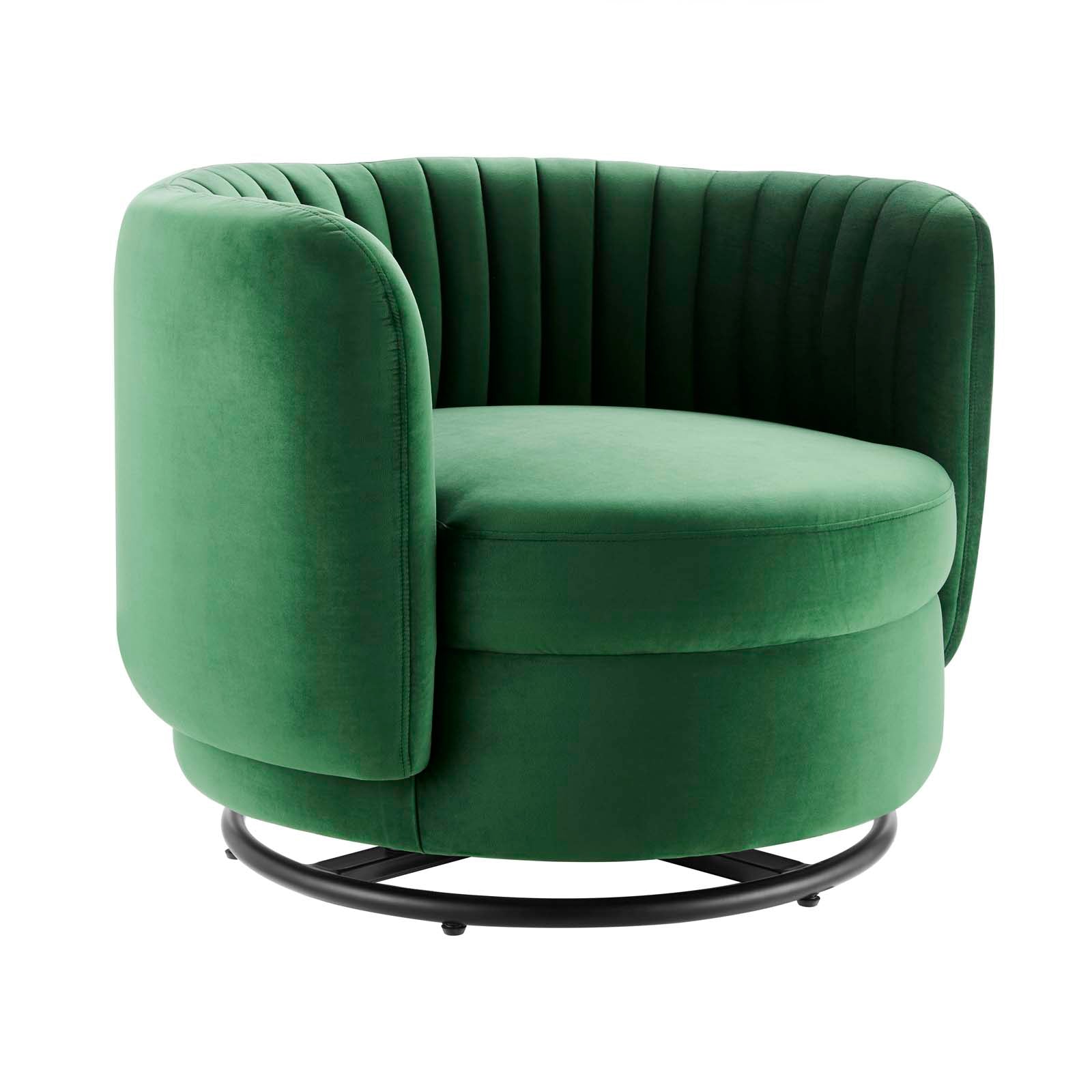 Modway Accent Chairs - Embrace Tufted Performance Velvet Performance Velvet Swivel Chair Black Emerald