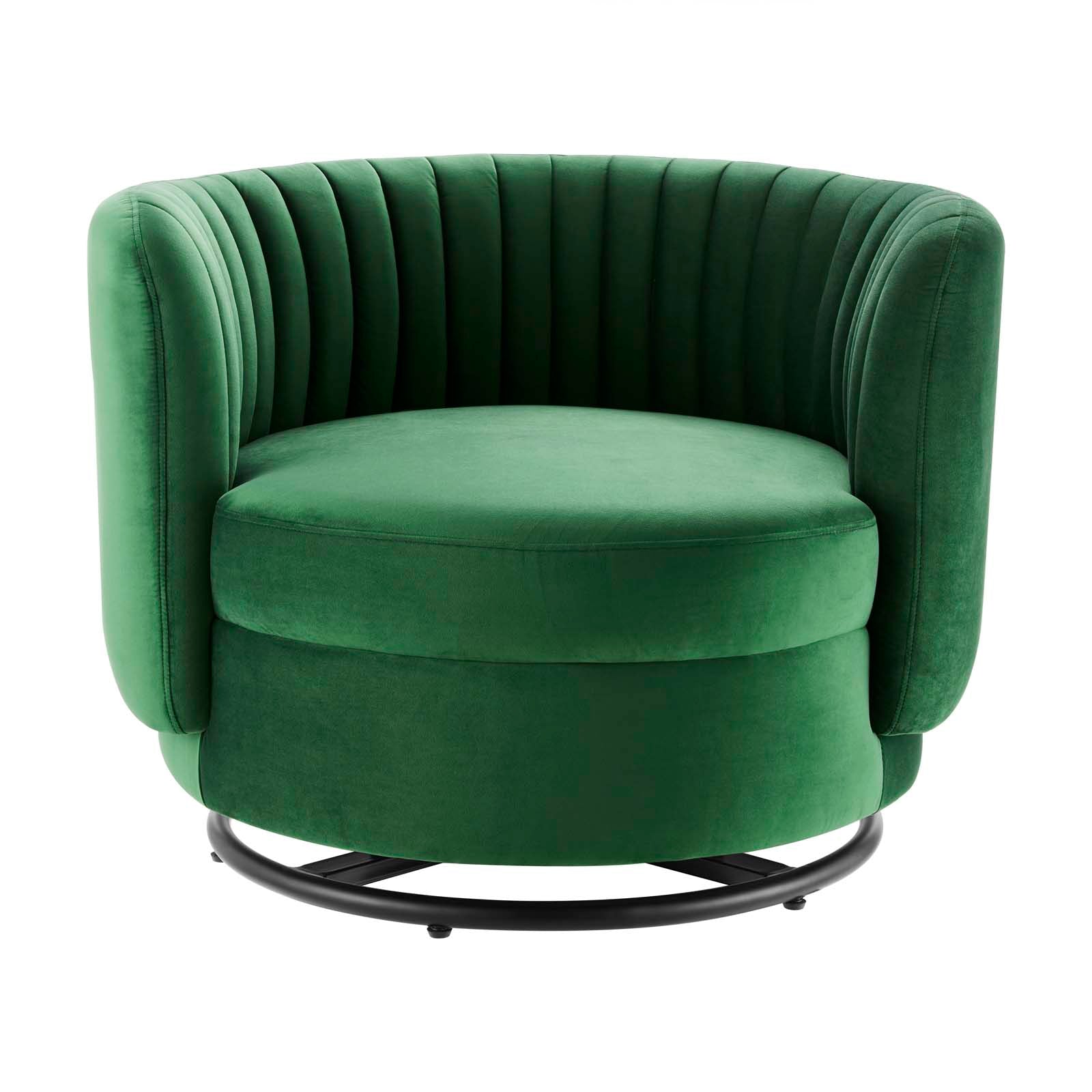 Modway Accent Chairs - Embrace Tufted Performance Velvet Performance Velvet Swivel Chair Black Emerald