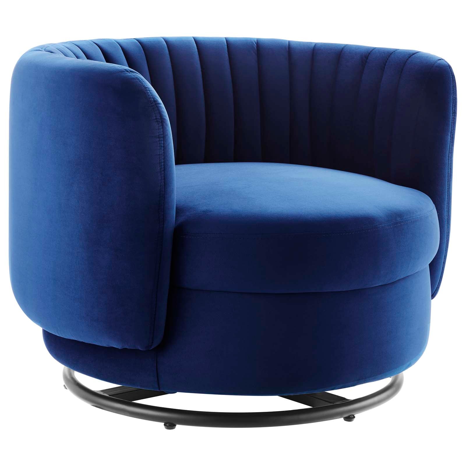 Modway Accent Chairs - Embrace Tufted Performance Velvet Performance Velvet Swivel Chair Black Navy