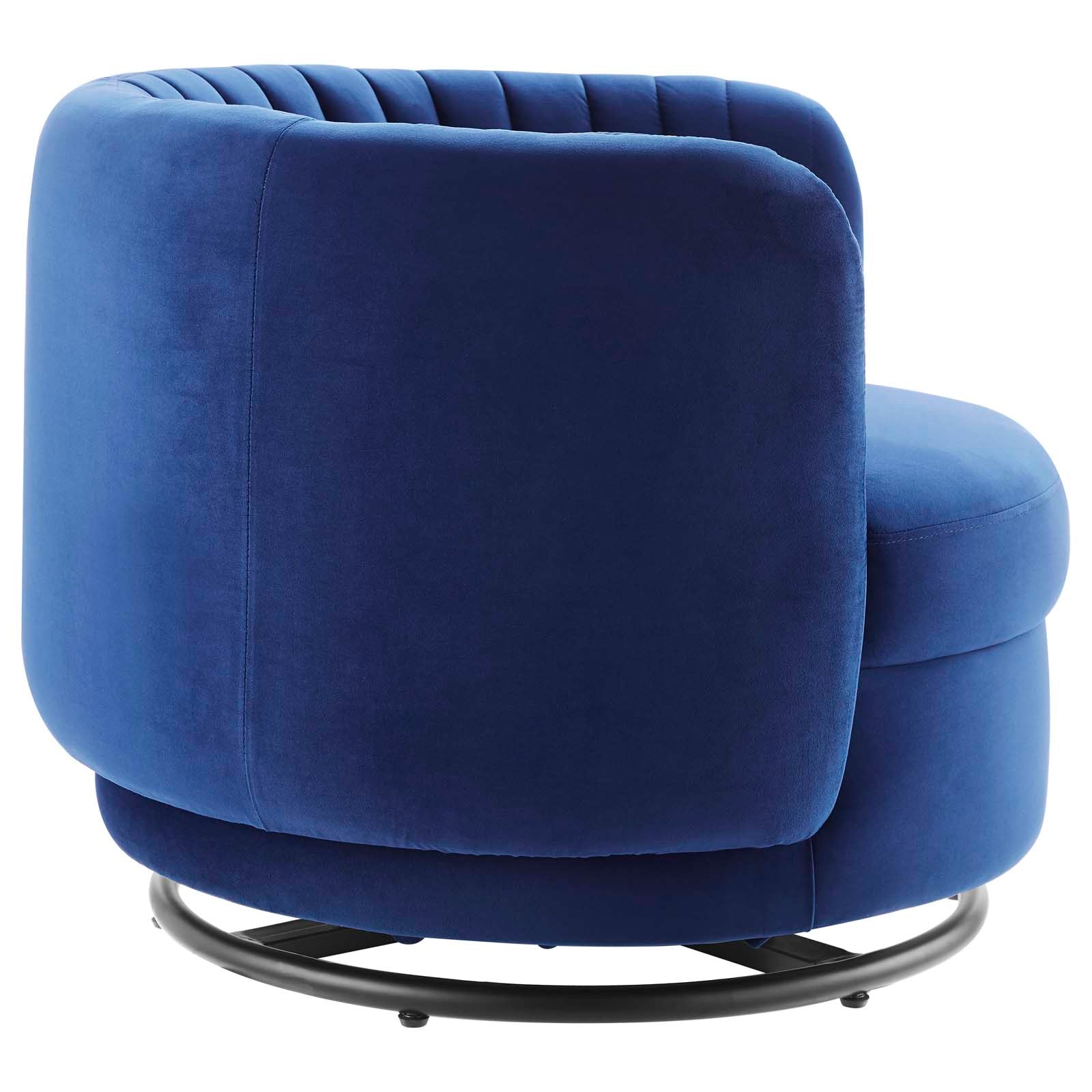 Modway Accent Chairs - Embrace Tufted Performance Velvet Performance Velvet Swivel Chair Black Navy