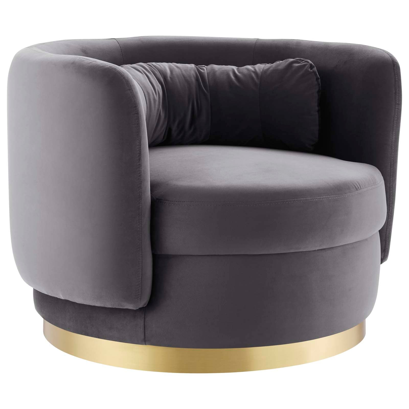 Modway Accent Chairs - Relish Performance Velvet Performance Velvet Swivel Chair Gold Gray