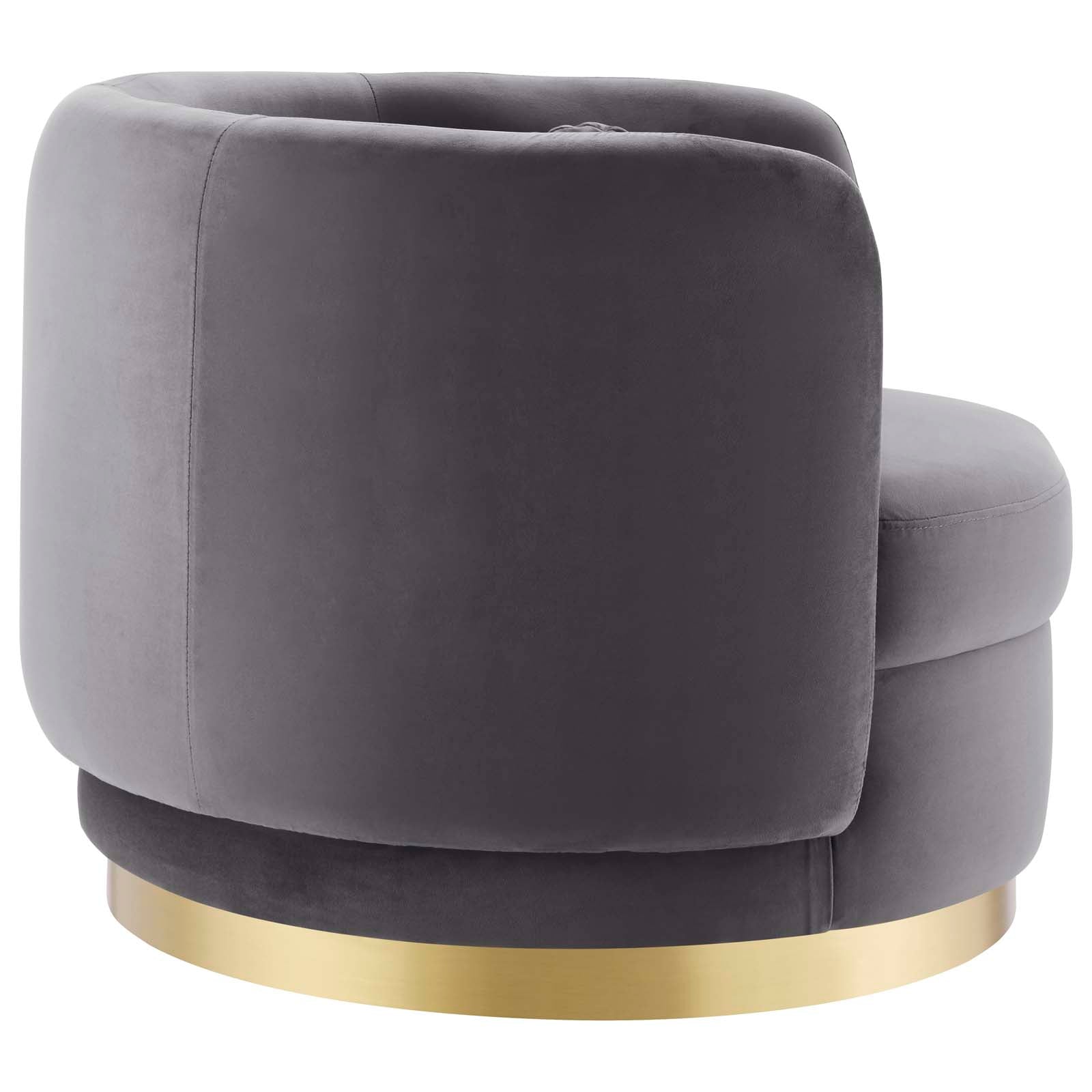 Modway Accent Chairs - Relish Performance Velvet Performance Velvet Swivel Chair Gold Gray