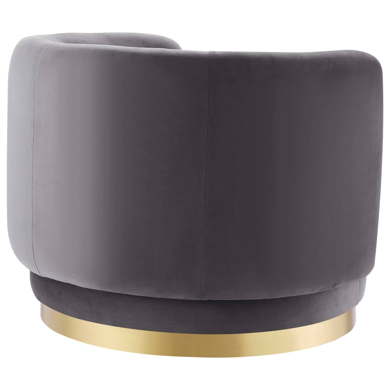 Modway Accent Chairs - Relish Performance Velvet Performance Velvet Swivel Chair Gold Gray