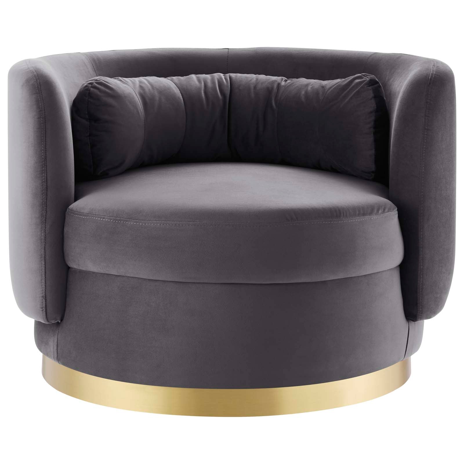 Modway Accent Chairs - Relish Performance Velvet Performance Velvet Swivel Chair Gold Gray