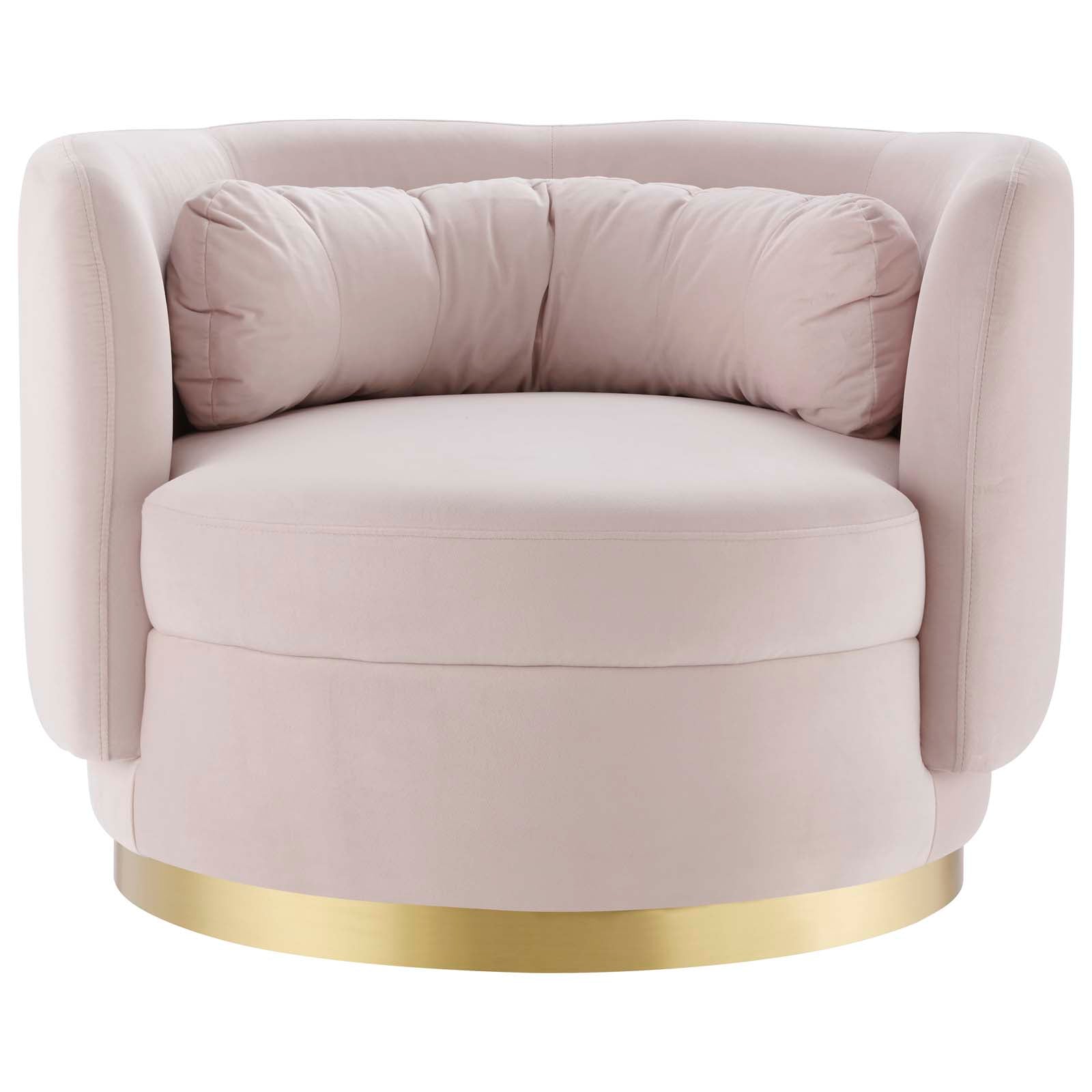 Modway Accent Chairs - Relish Performance Velvet Performance Velvet Swivel Chair Gold Pink