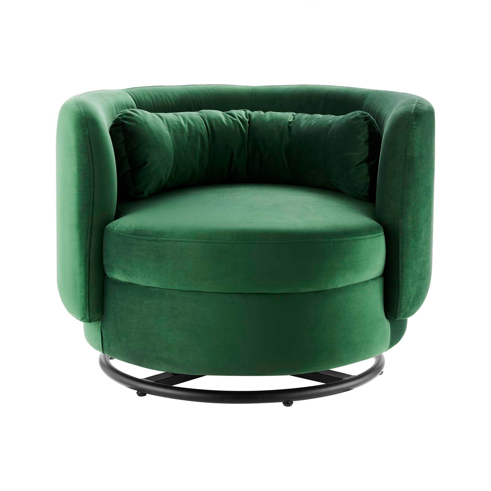 Modway Accent Chairs - Relish Performance Velvet Performance Velvet Swivel Chair Black Emerald