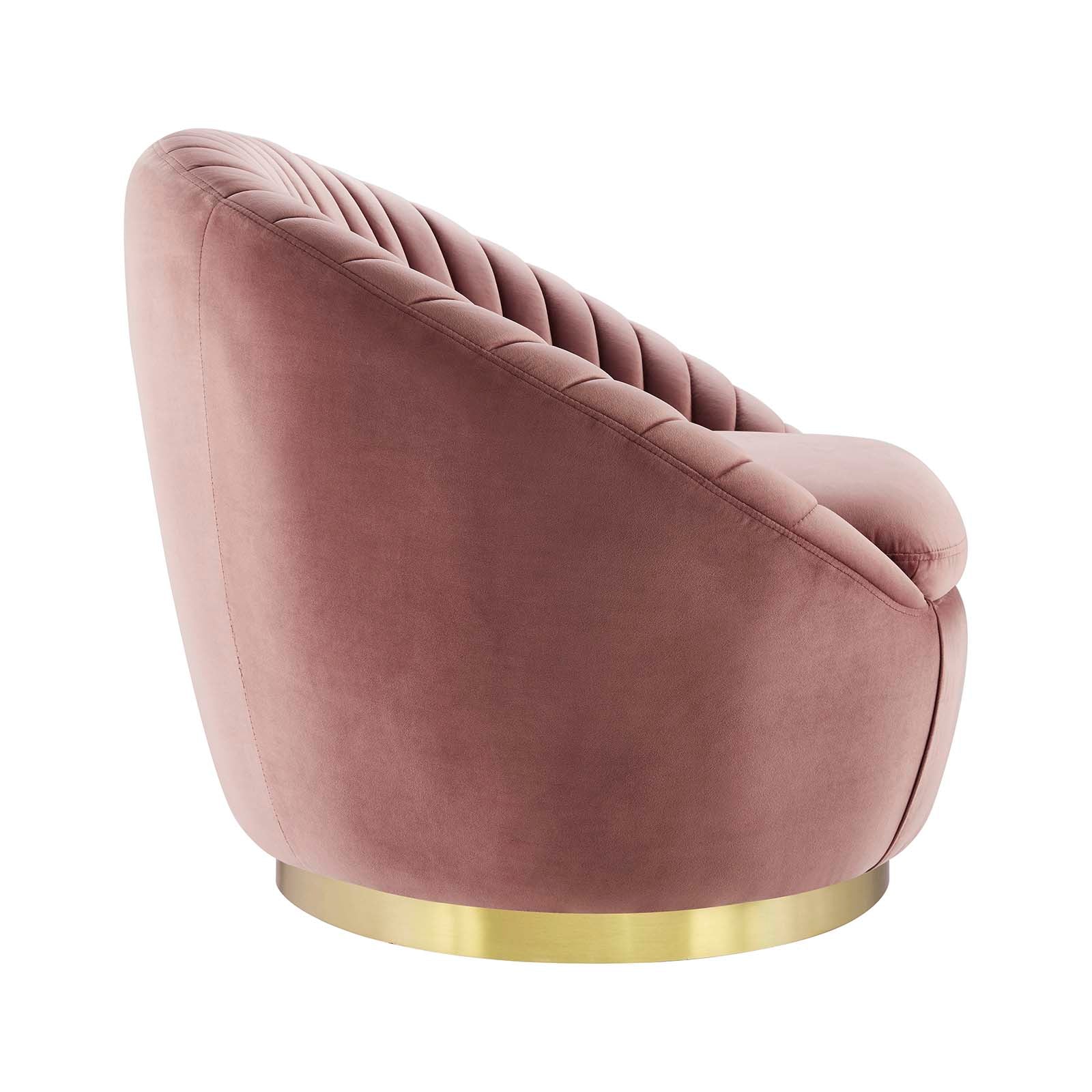 Modway Accent Chairs - Whirr Tufted Performance Velvet Performance Velvet Swivel Chair Gold Dusty Rose