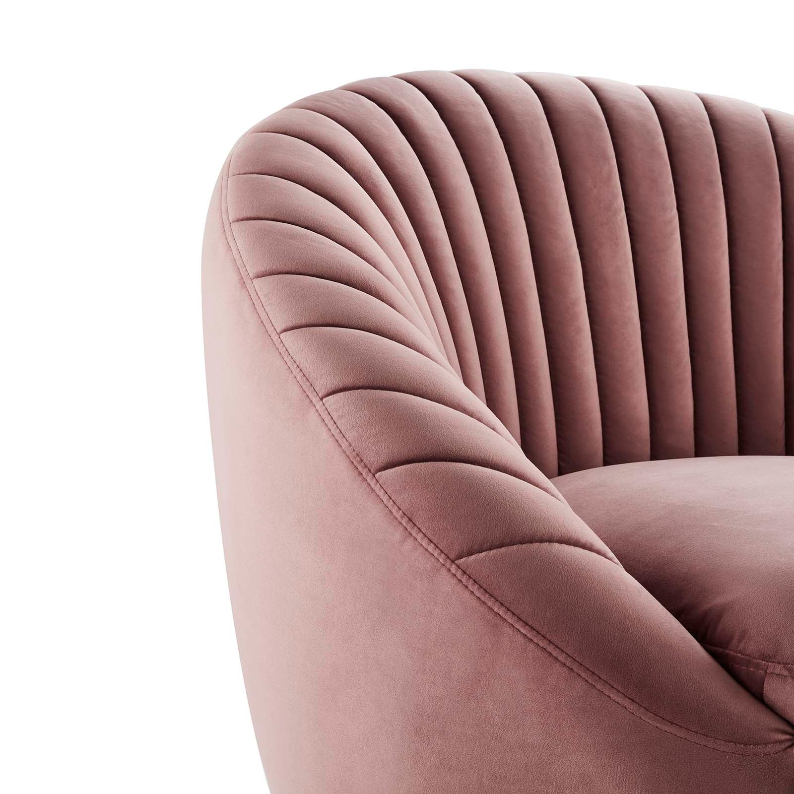 Modway Accent Chairs - Whirr Tufted Performance Velvet Performance Velvet Swivel Chair Gold Dusty Rose
