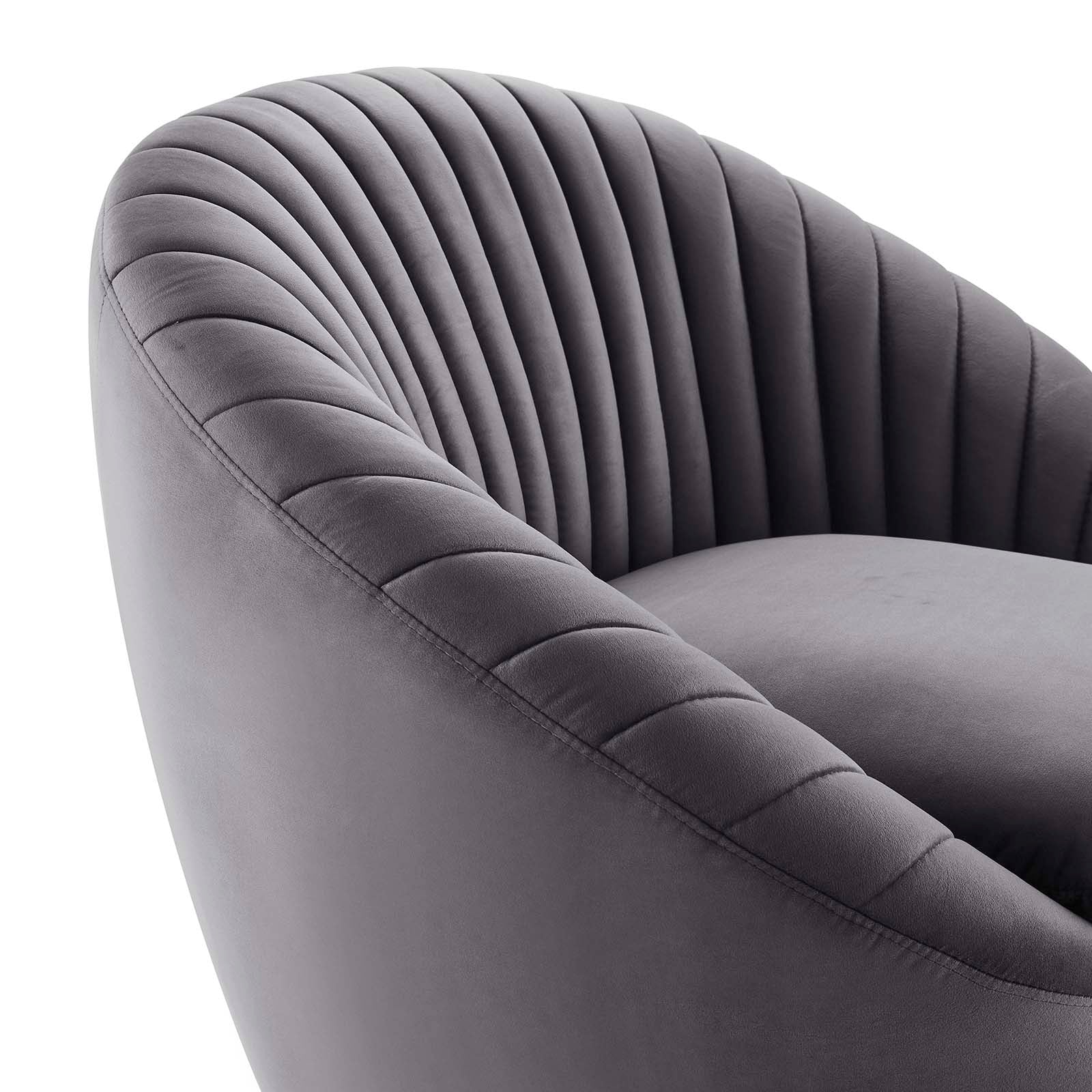 Modway Accent Chairs - Whirr Tufted Performance Velvet Performance Velvet Swivel Chair Gold Gray