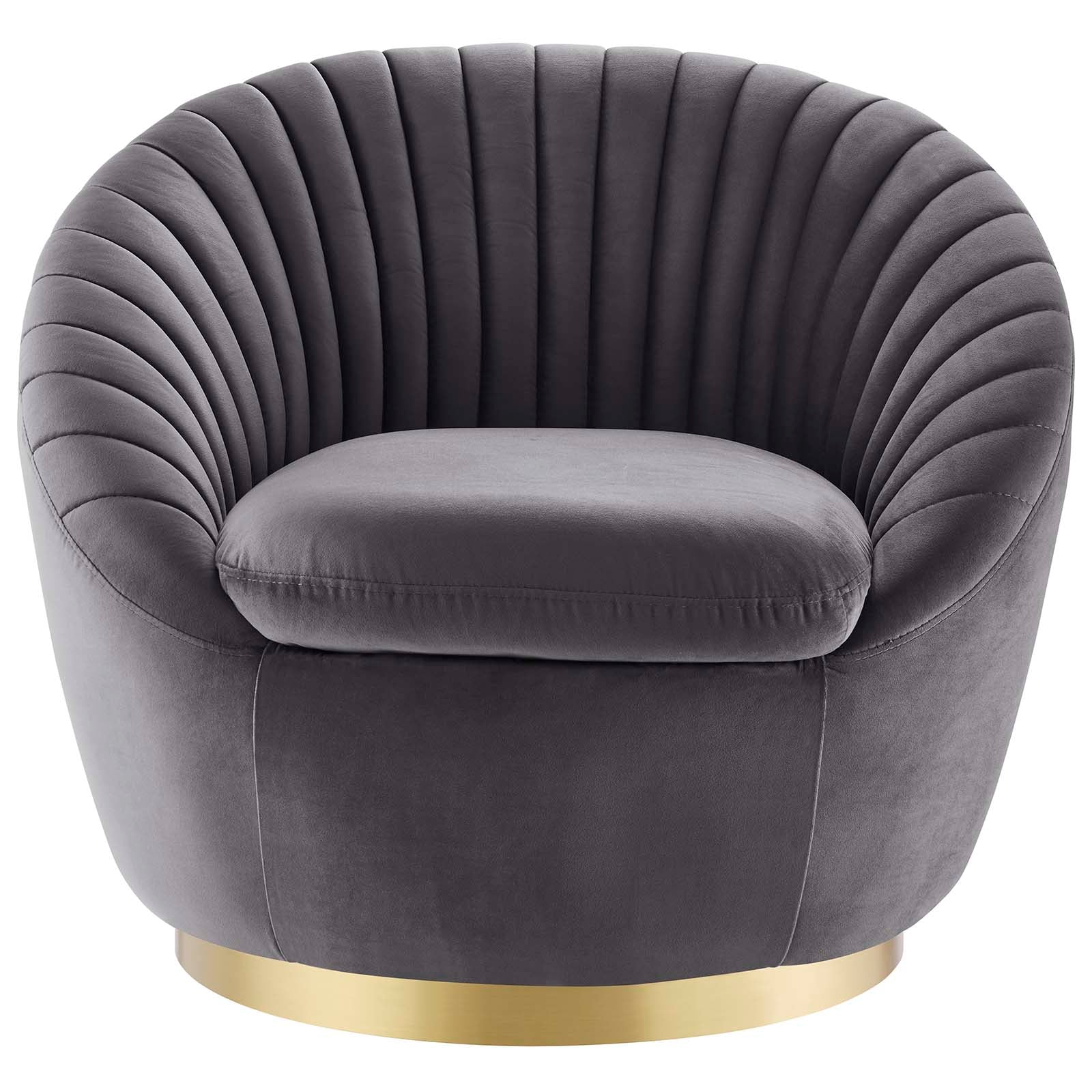 Modway Accent Chairs - Whirr Tufted Performance Velvet Performance Velvet Swivel Chair Gold Gray