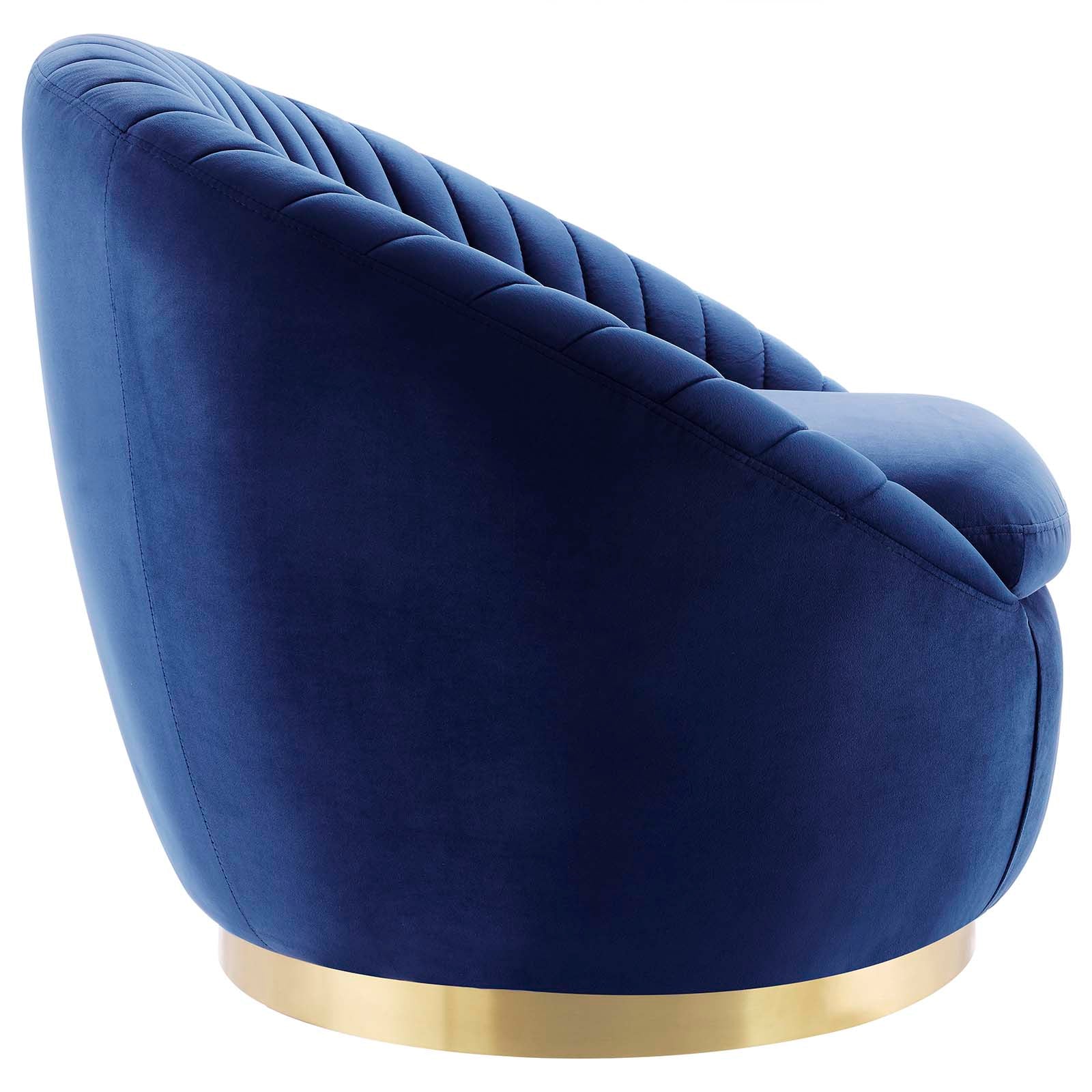 Modway Accent Chairs - Whirr Tufted Performance Velvet Performance Velvet Swivel Chair Gold Navy