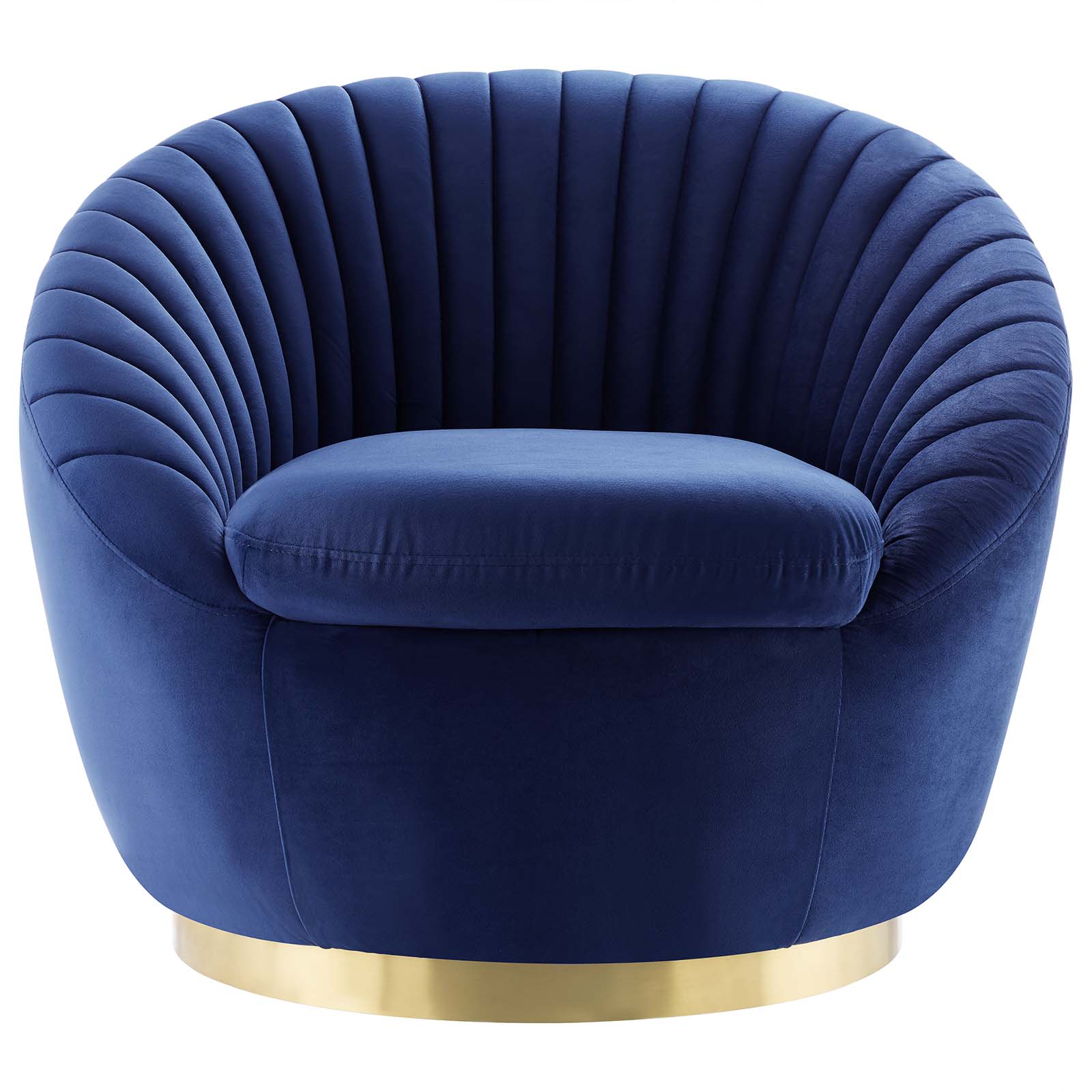 Modway Accent Chairs - Whirr Tufted Performance Velvet Performance Velvet Swivel Chair Gold Navy