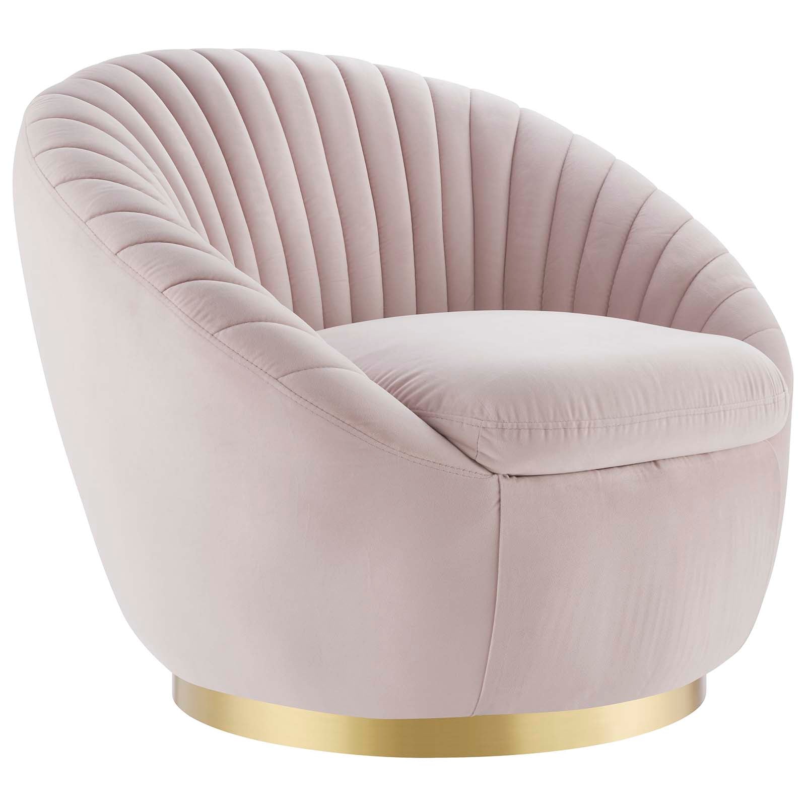 Modway Accent Chairs - Whirr Tufted Performance Velvet Performance Velvet Swivel Chair Gold Pink
