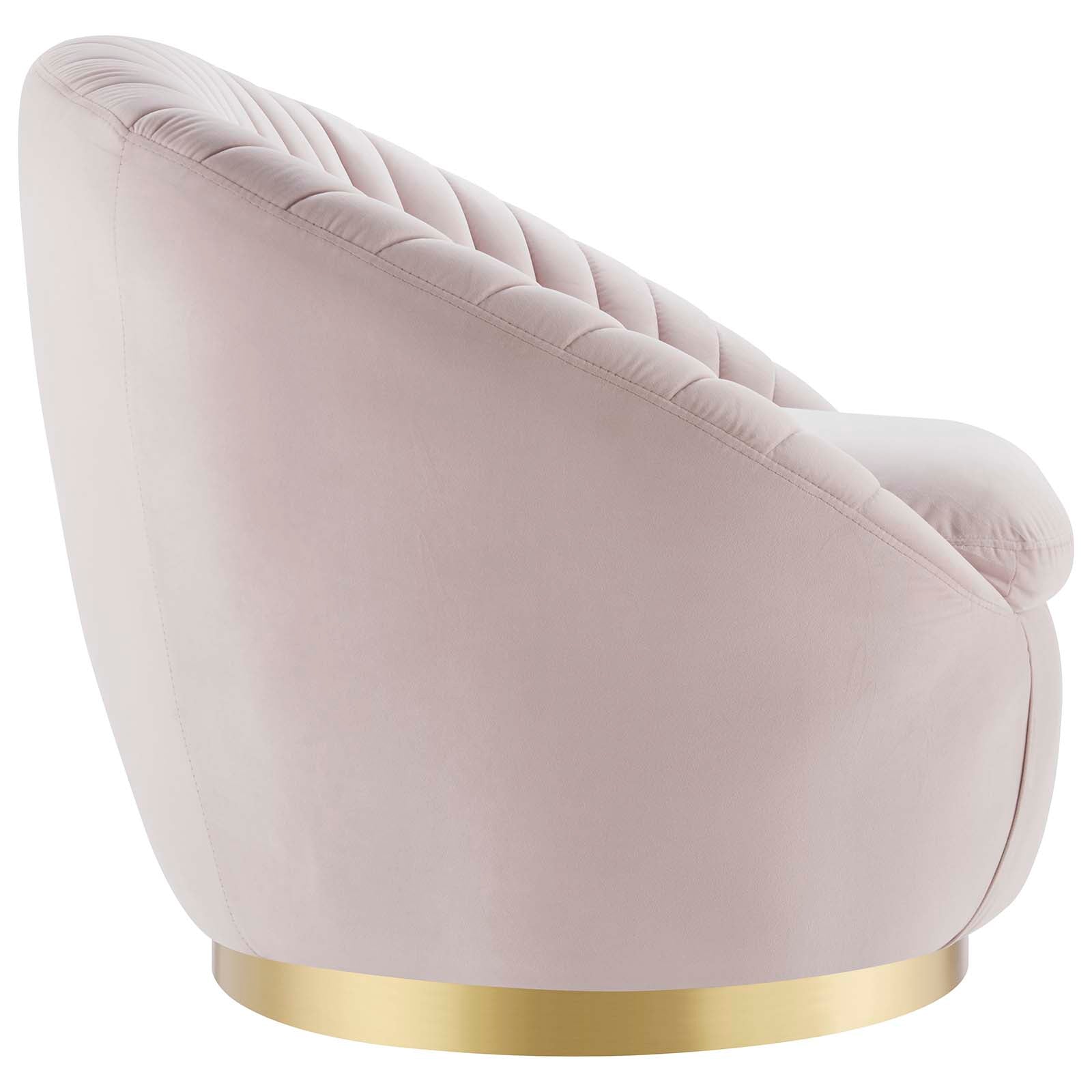 Modway Accent Chairs - Whirr Tufted Performance Velvet Performance Velvet Swivel Chair Gold Pink