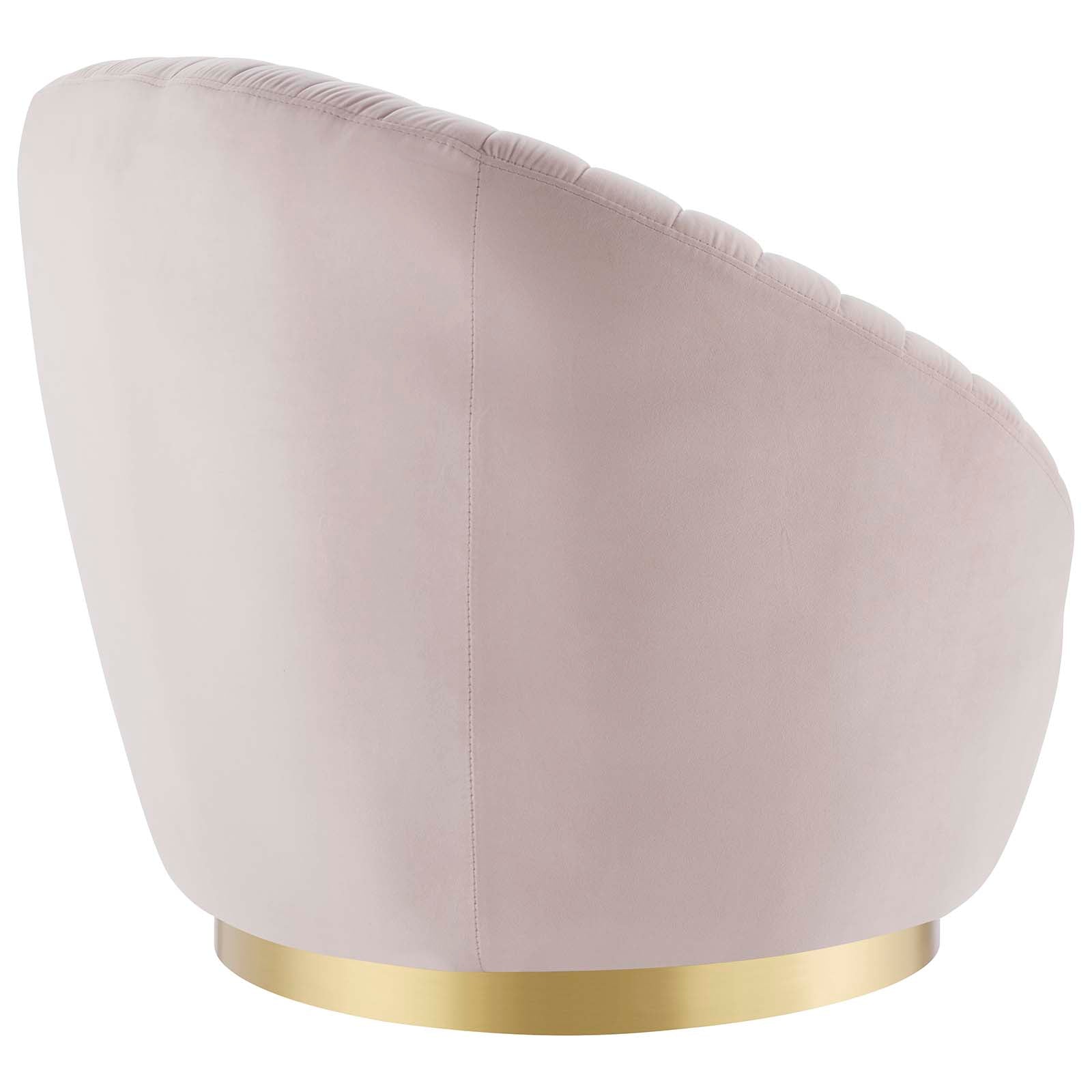 Modway Accent Chairs - Whirr Tufted Performance Velvet Performance Velvet Swivel Chair Gold Pink