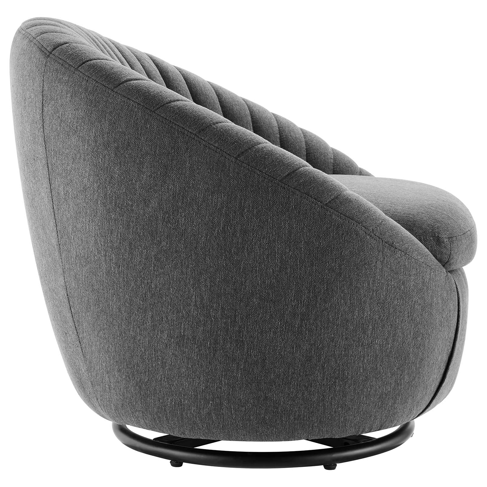 Modway Accent Chairs - Whirr Tufted Fabric Fabric Swivel Chair Black Charcoal