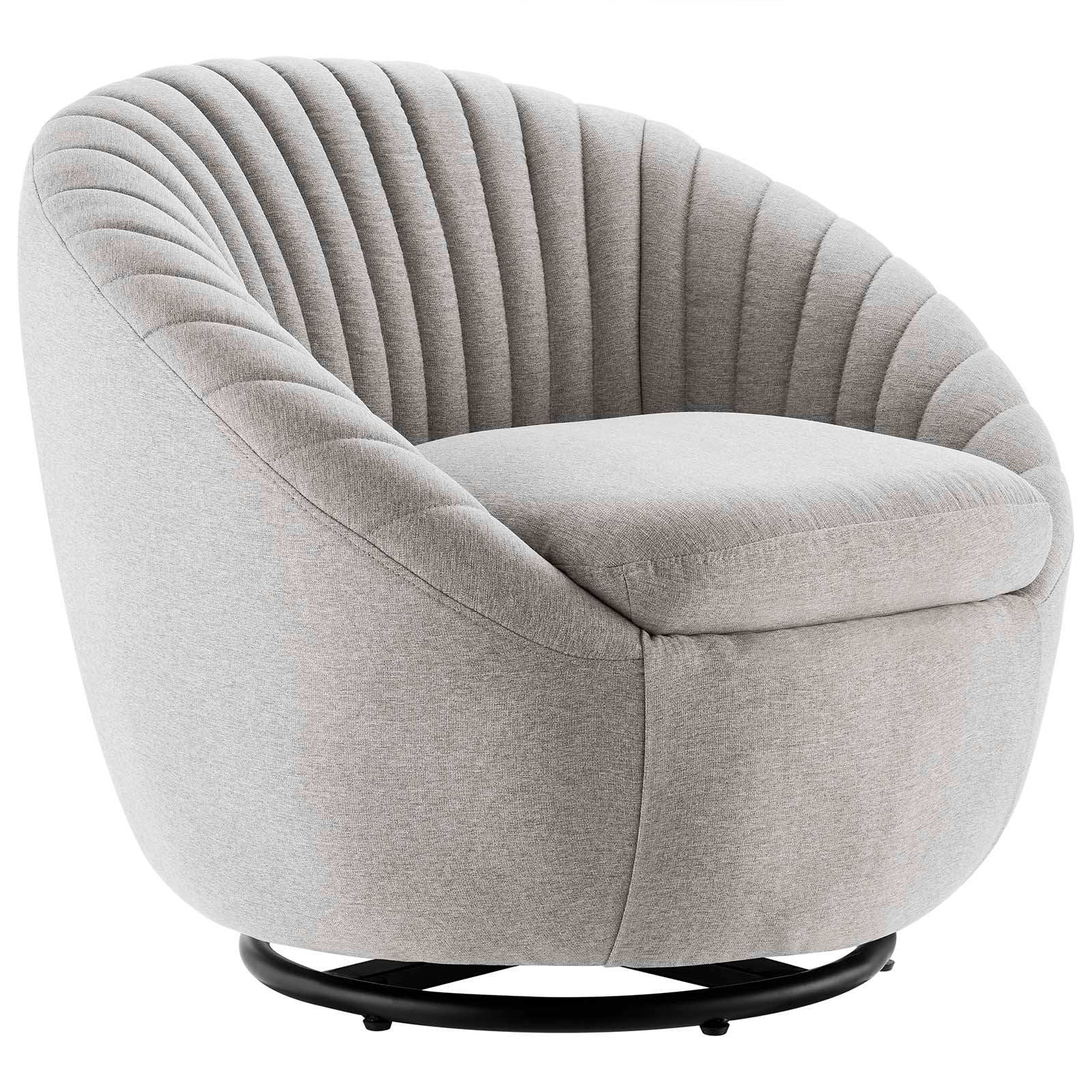 Modway Accent Chairs - Whirr Tufted Fabric Fabric Swivel Chair Black Light Gray