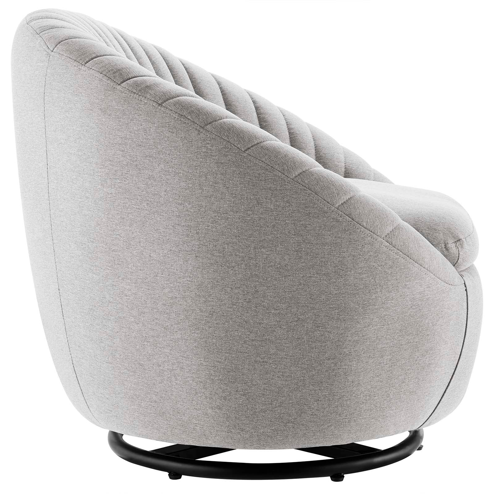 Modway Accent Chairs - Whirr Tufted Fabric Fabric Swivel Chair Black Light Gray