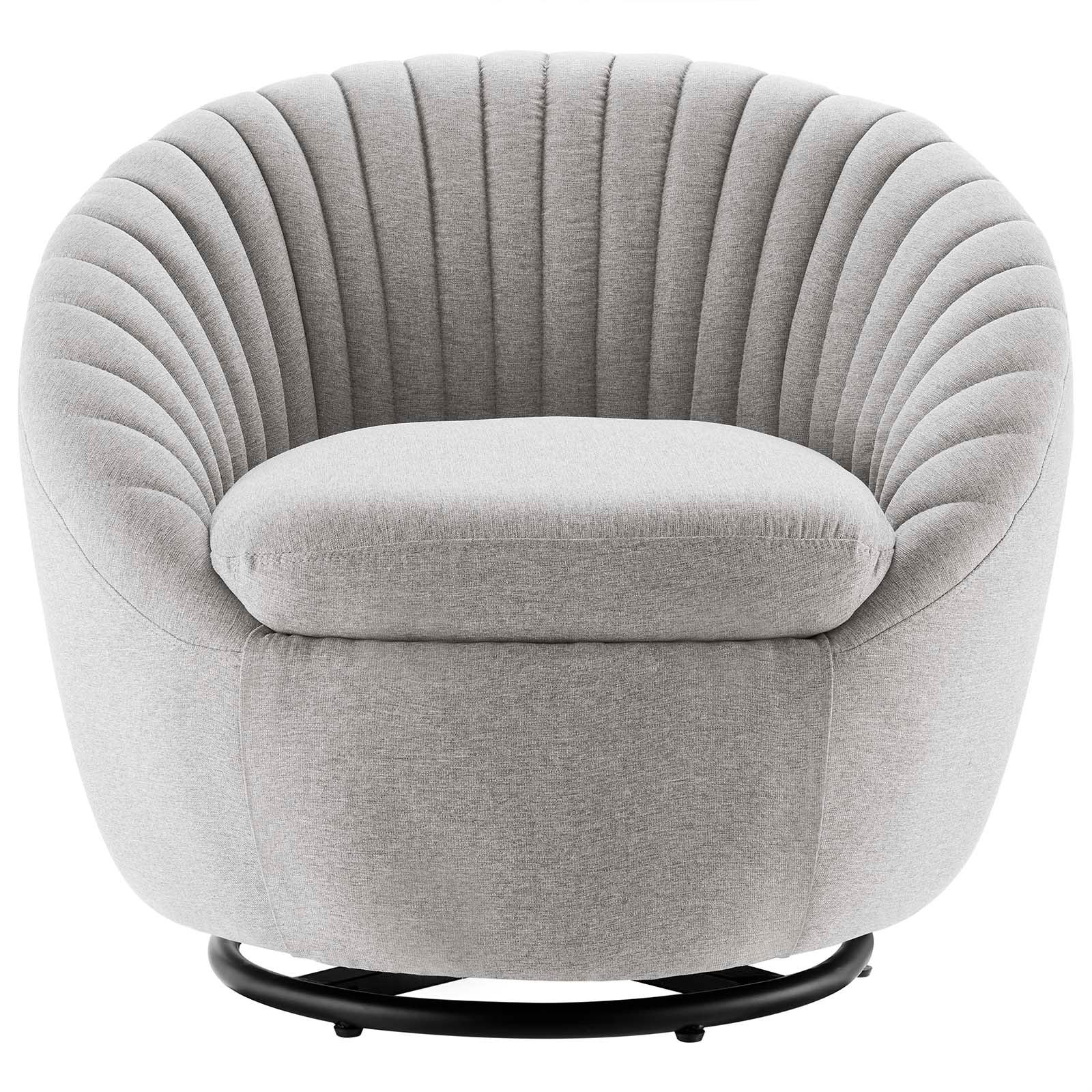 Modway Accent Chairs - Whirr Tufted Fabric Fabric Swivel Chair Black Light Gray