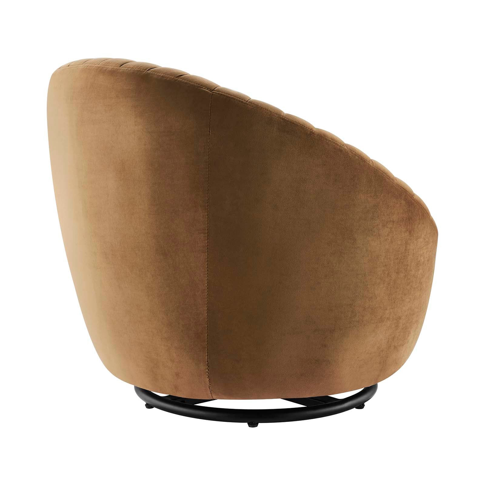 Modway Accent Chairs - Whirr Tufted Performance Velvet Performance Velvet Swivel Chair Black Cognac
