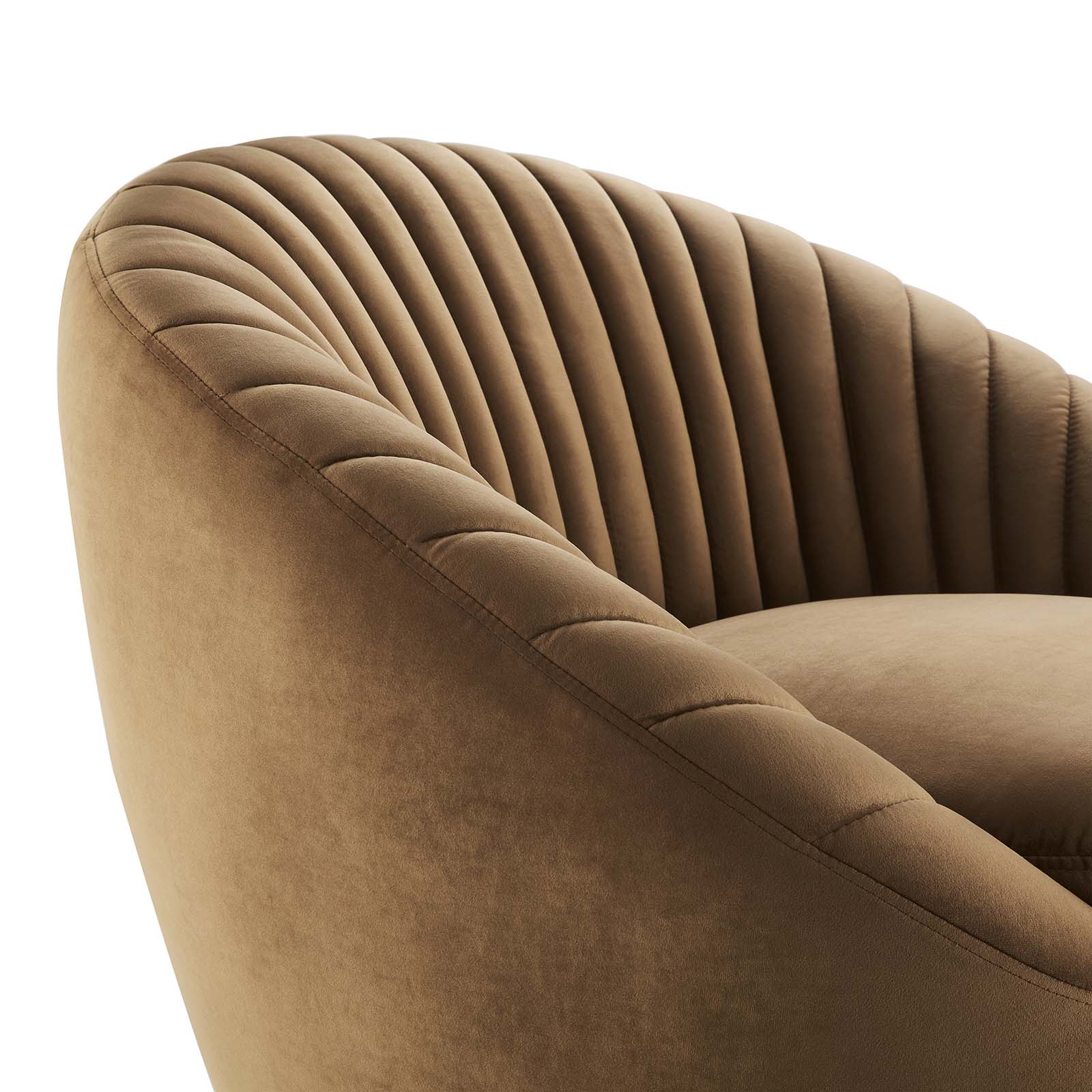 Modway Accent Chairs - Whirr Tufted Performance Velvet Performance Velvet Swivel Chair Black Cognac