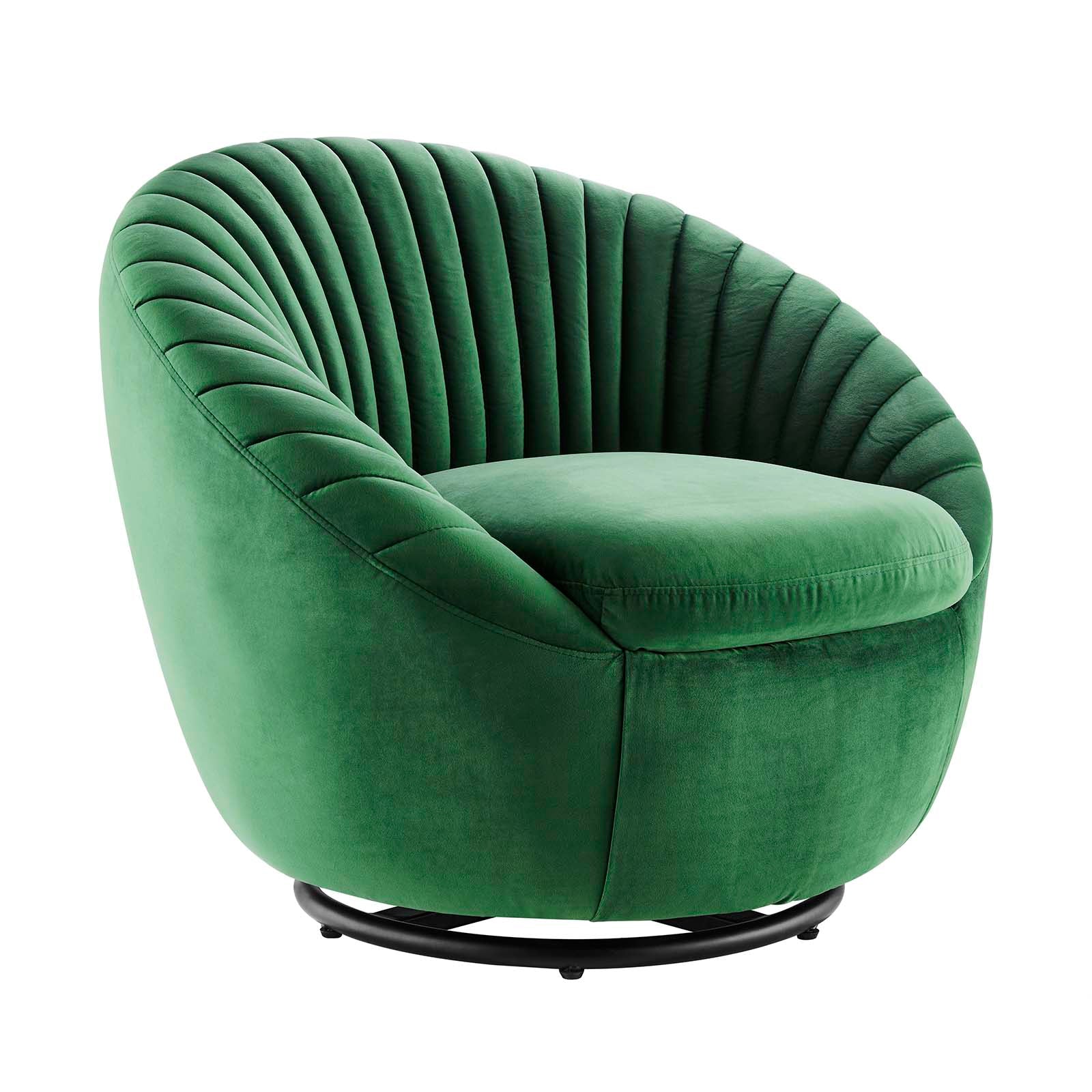 Modway Accent Chairs - Whirr Tufted Performance Velvet Performance Velvet Swivel Chair Black Emerald