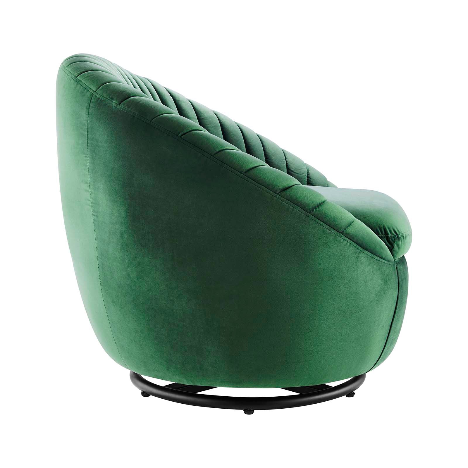 Modway Accent Chairs - Whirr Tufted Performance Velvet Performance Velvet Swivel Chair Black Emerald
