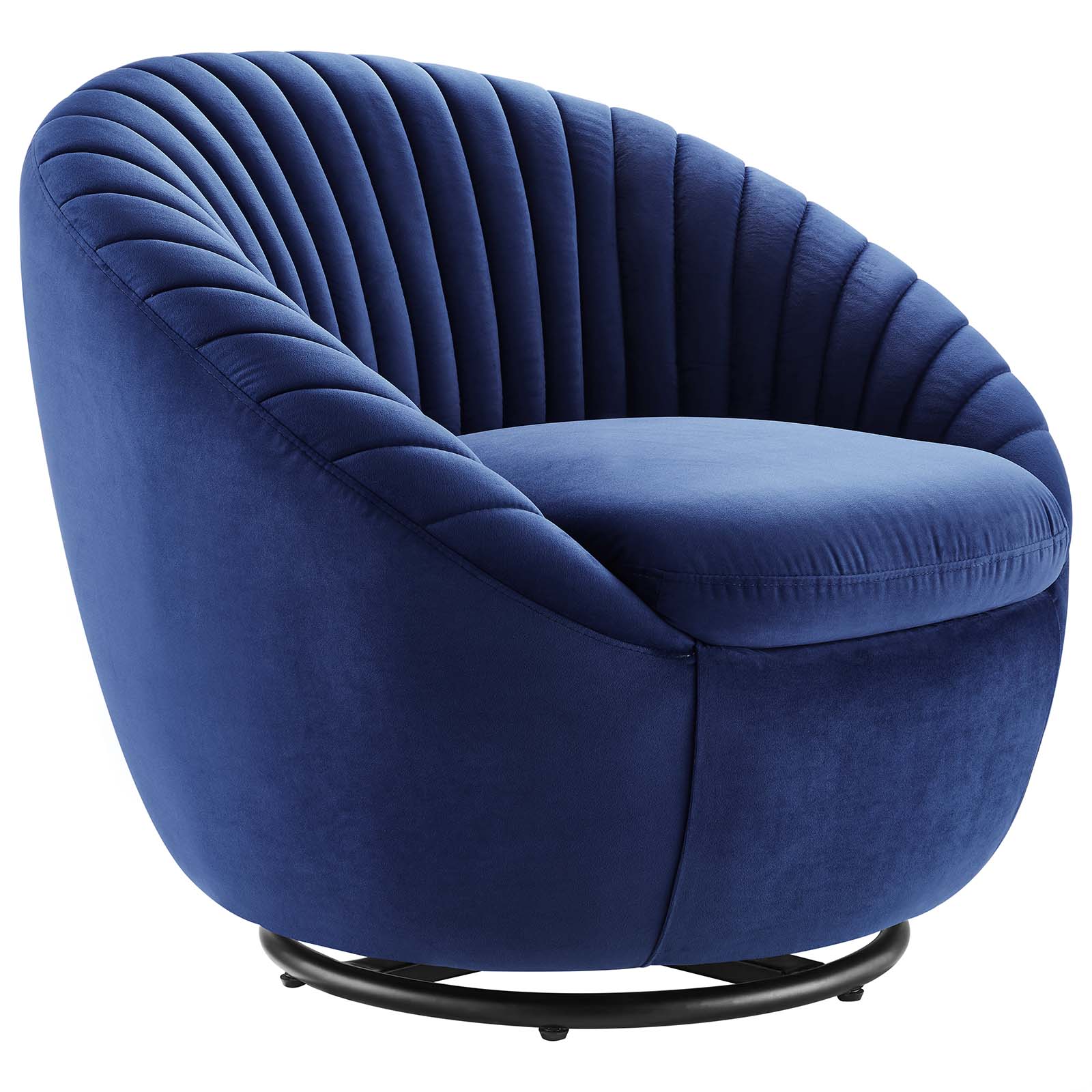 Modway Accent Chairs - Whirr Tufted Performance Velvet Performance Velvet Swivel Chair Black Navy