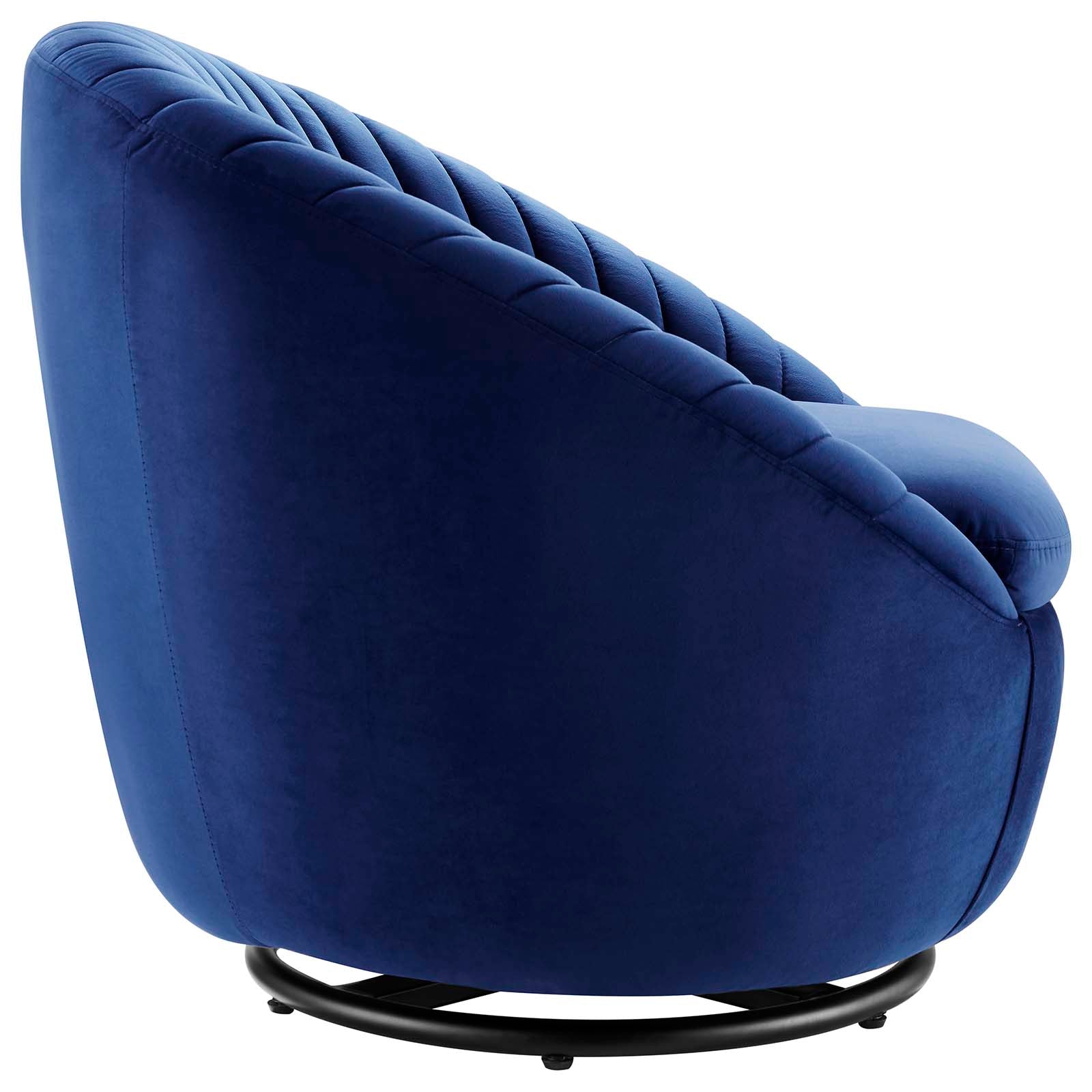 Modway Accent Chairs - Whirr Tufted Performance Velvet Performance Velvet Swivel Chair Black Navy