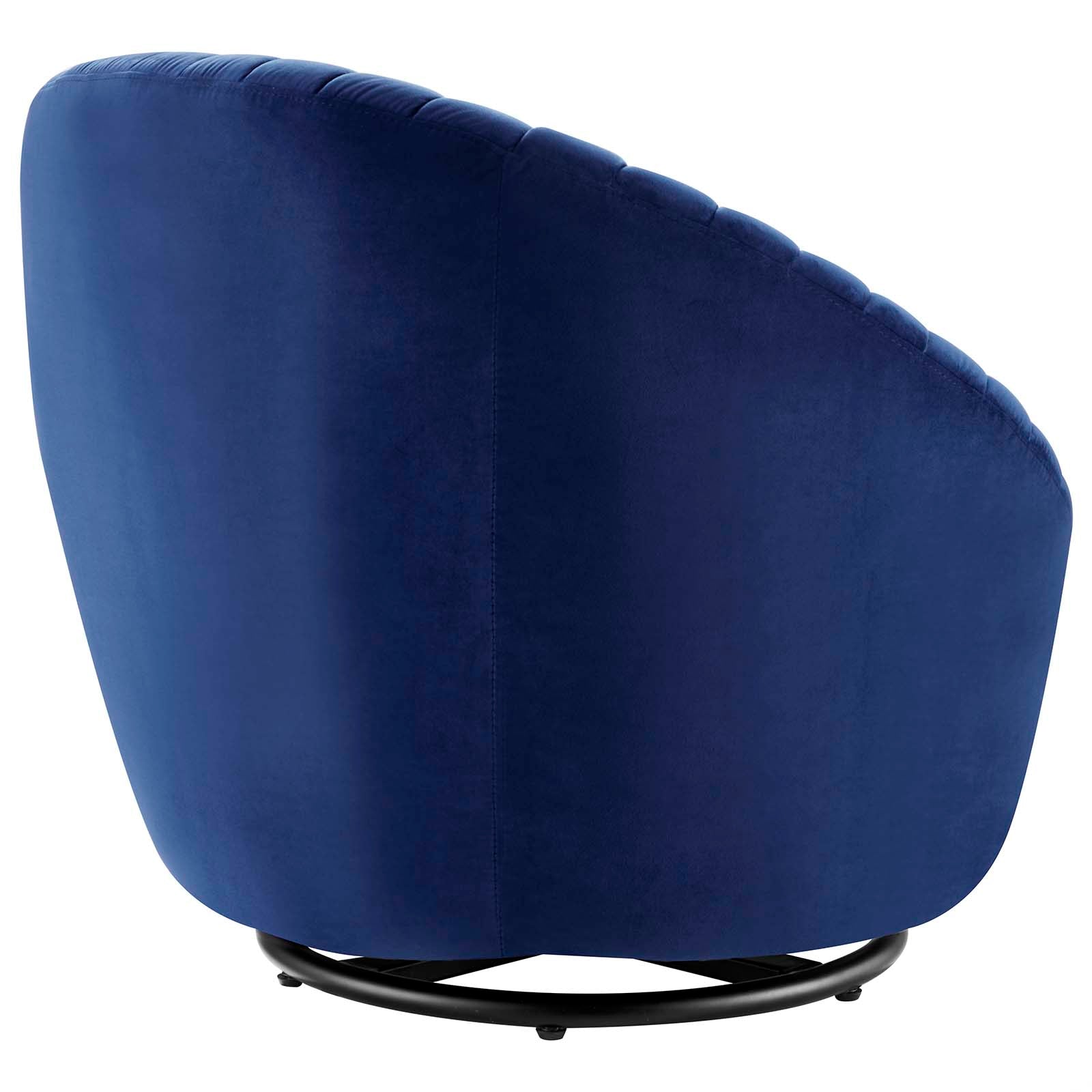Modway Accent Chairs - Whirr Tufted Performance Velvet Performance Velvet Swivel Chair Black Navy
