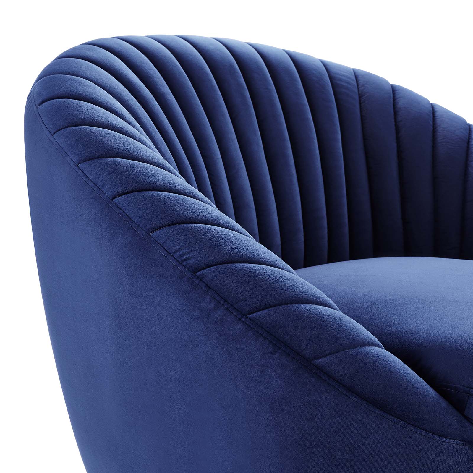 Modway Accent Chairs - Whirr Tufted Performance Velvet Performance Velvet Swivel Chair Black Navy