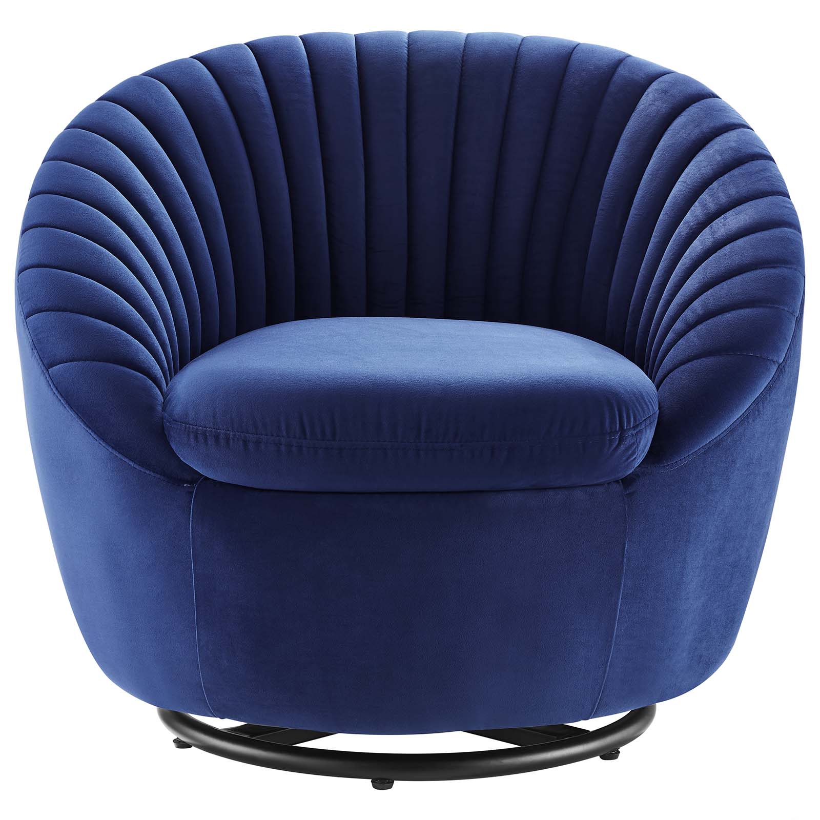 Modway Accent Chairs - Whirr Tufted Performance Velvet Performance Velvet Swivel Chair Black Navy