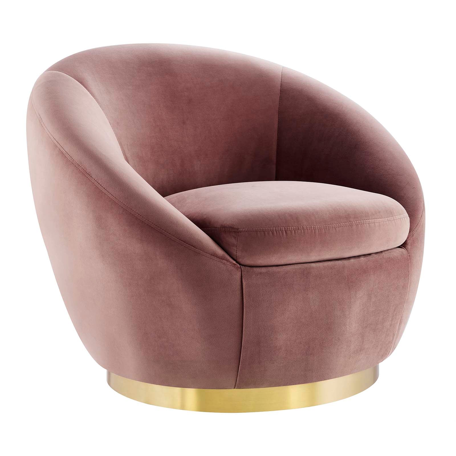 Modway Accent Chairs - Buttercup Performance Velvet Performance Velvet Swivel Chair Gold Dusty Rose