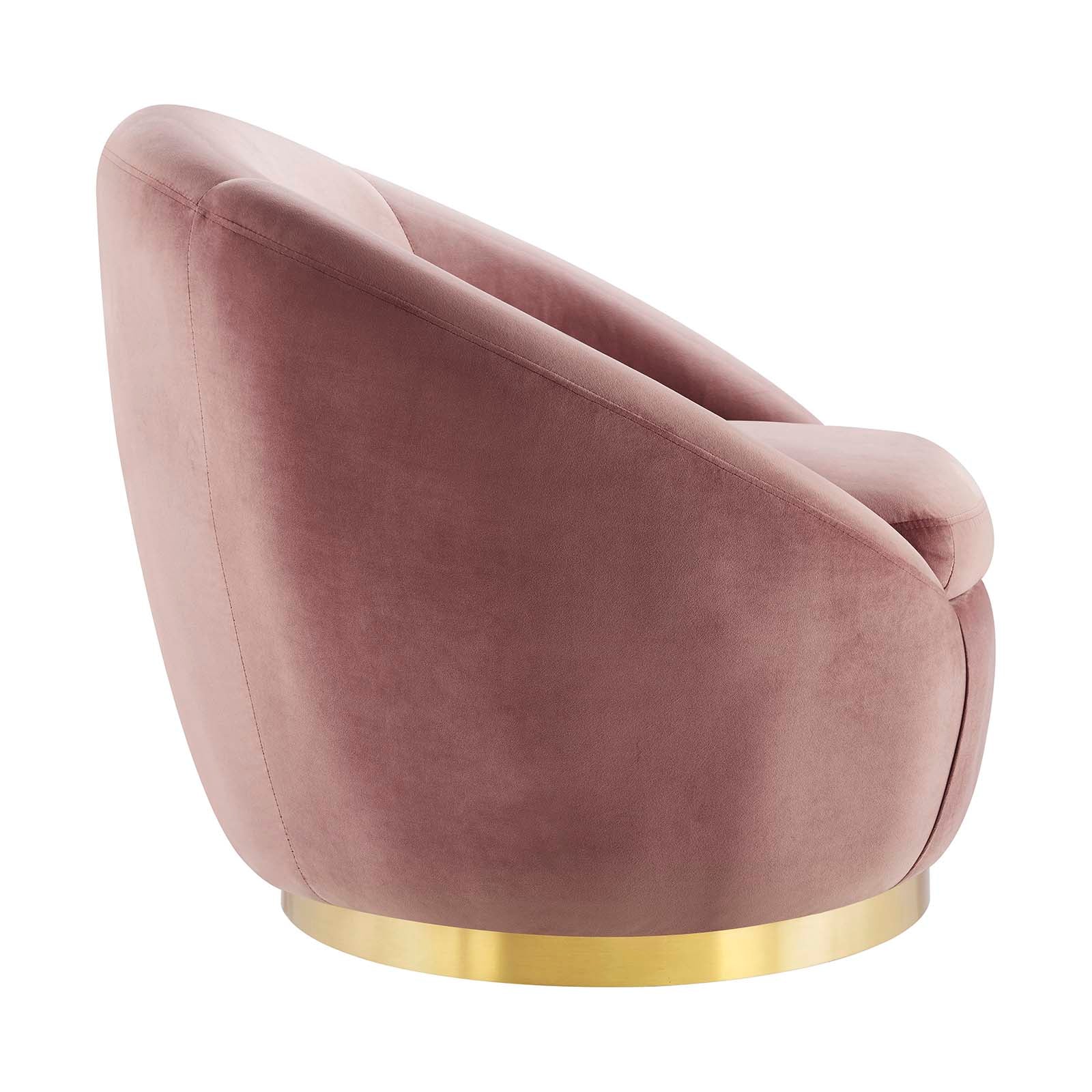 Modway Accent Chairs - Buttercup Performance Velvet Performance Velvet Swivel Chair Gold Dusty Rose