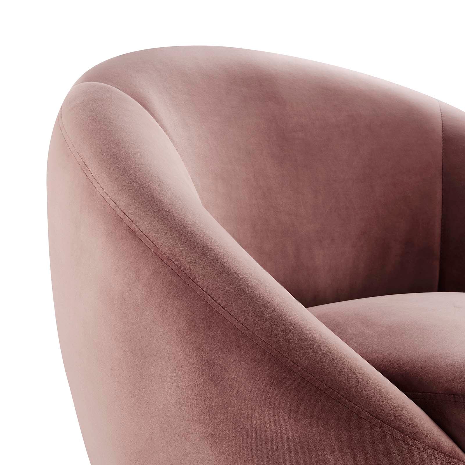 Modway Accent Chairs - Buttercup Performance Velvet Performance Velvet Swivel Chair Gold Dusty Rose