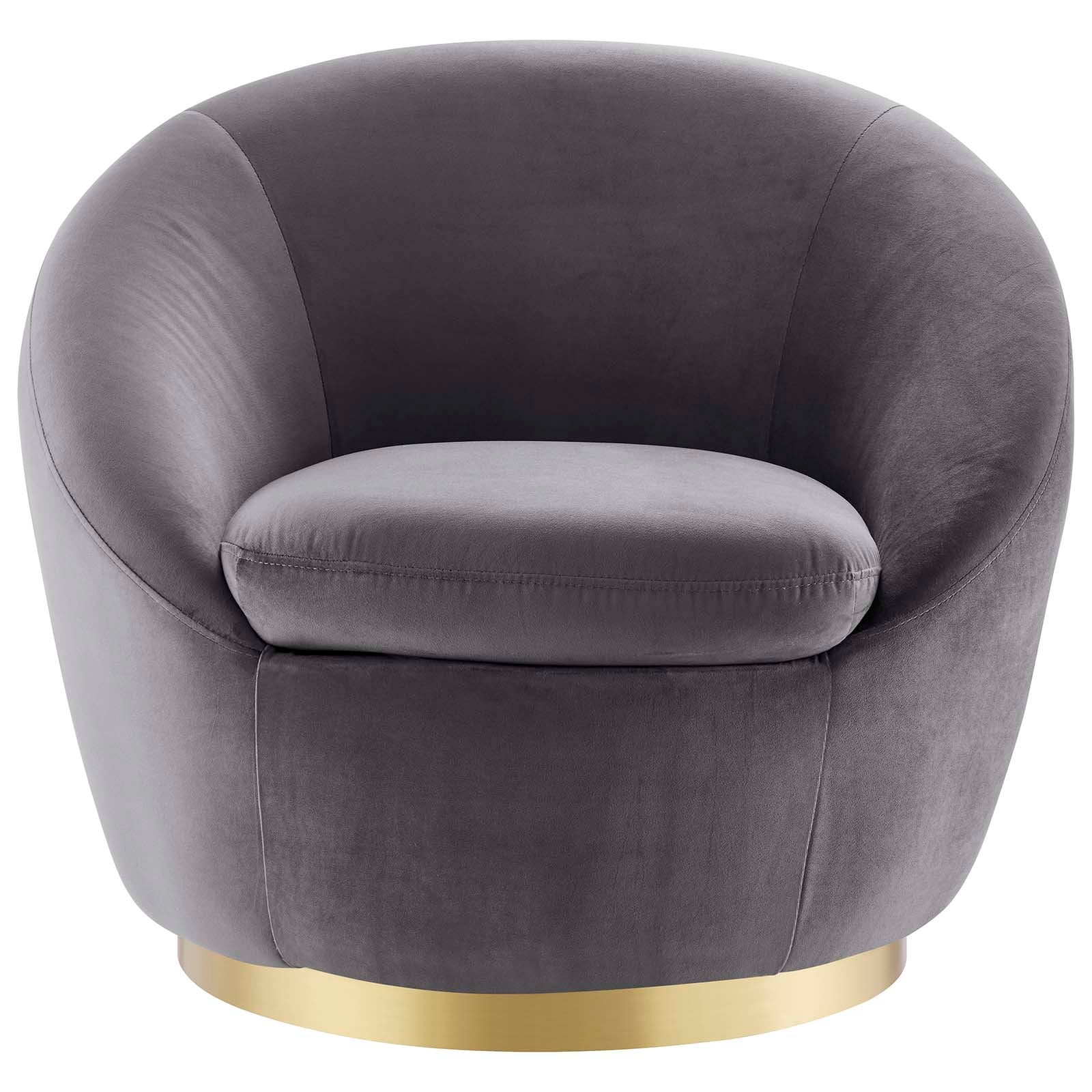 Modway Accent Chairs - Buttercup Performance Velvet Performance Velvet Swivel Chair Gold Gray