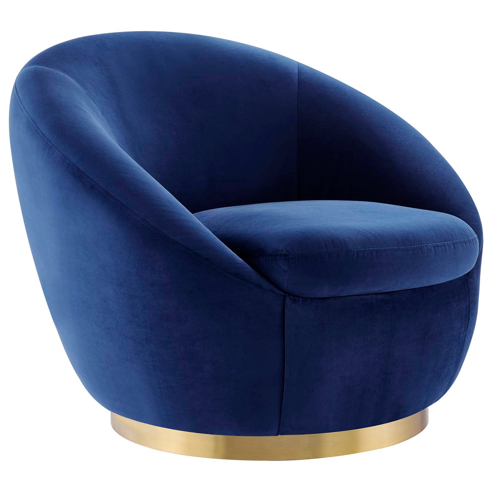 Modway Accent Chairs - Buttercup Performance Velvet Performance Velvet Swivel Chair Gold Navy