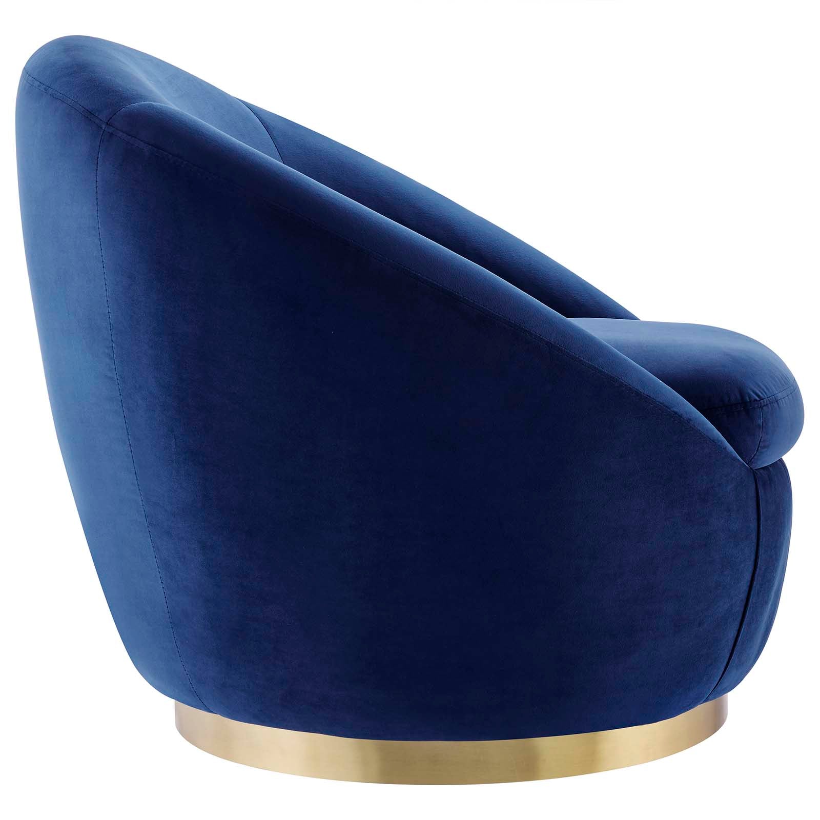 Modway Accent Chairs - Buttercup Performance Velvet Performance Velvet Swivel Chair Gold Navy