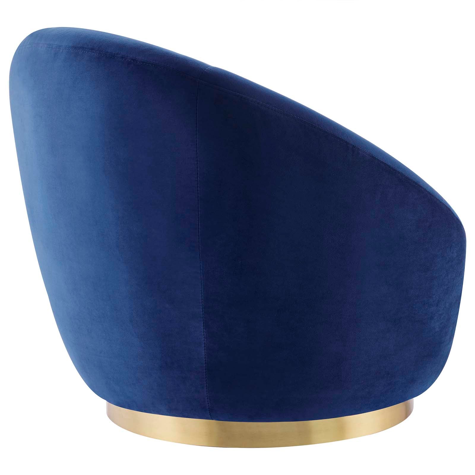 Modway Accent Chairs - Buttercup Performance Velvet Performance Velvet Swivel Chair Gold Navy