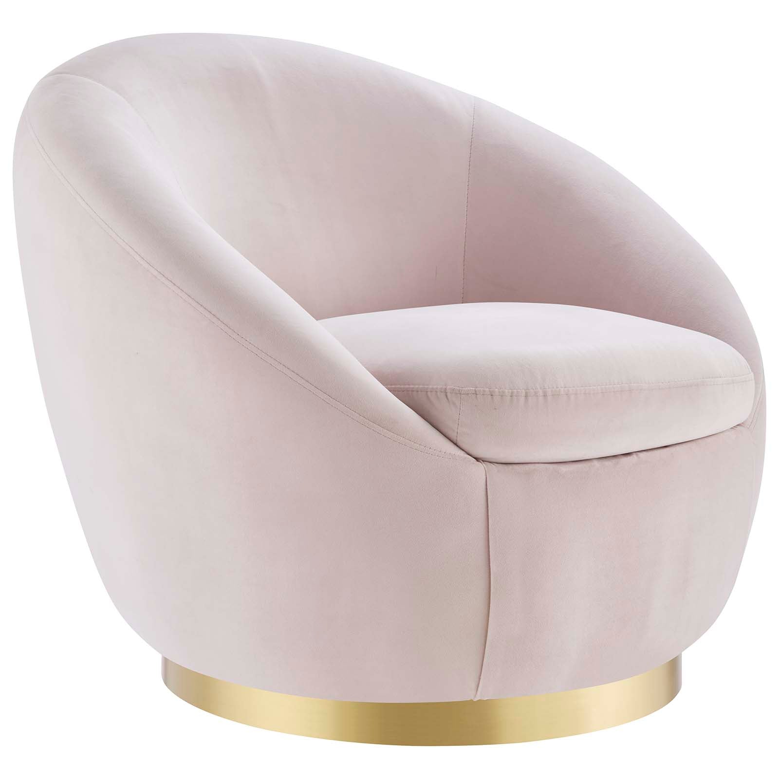 Modway Accent Chairs - Buttercup Performance Velvet Performance Velvet Swivel Chair Gold Pink
