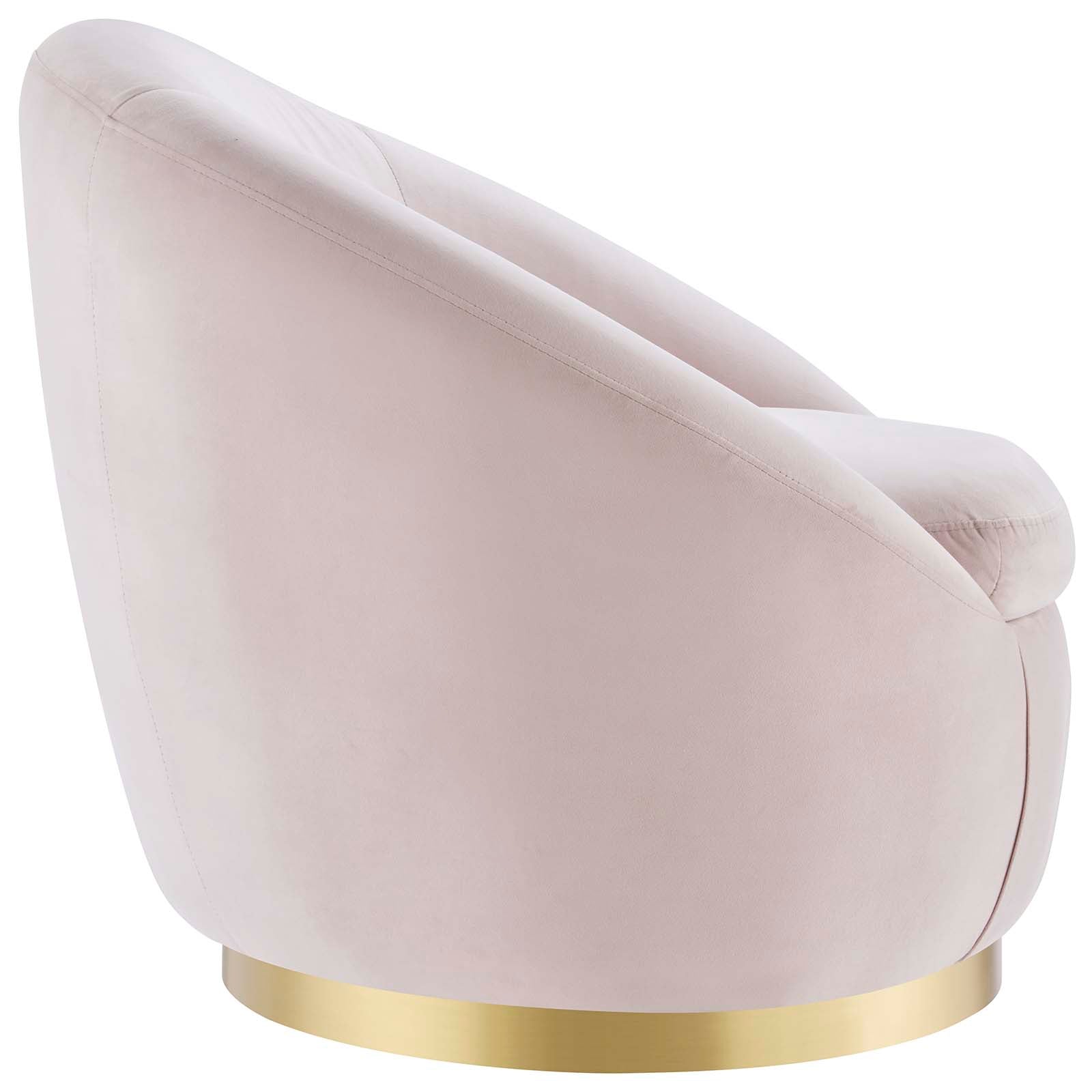 Modway Accent Chairs - Buttercup Performance Velvet Performance Velvet Swivel Chair Gold Pink