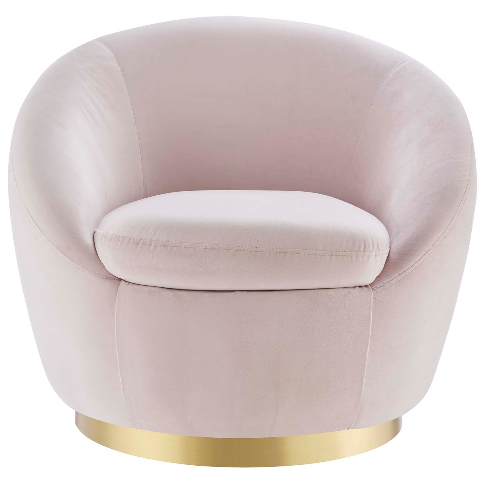 Modway Accent Chairs - Buttercup Performance Velvet Performance Velvet Swivel Chair Gold Pink