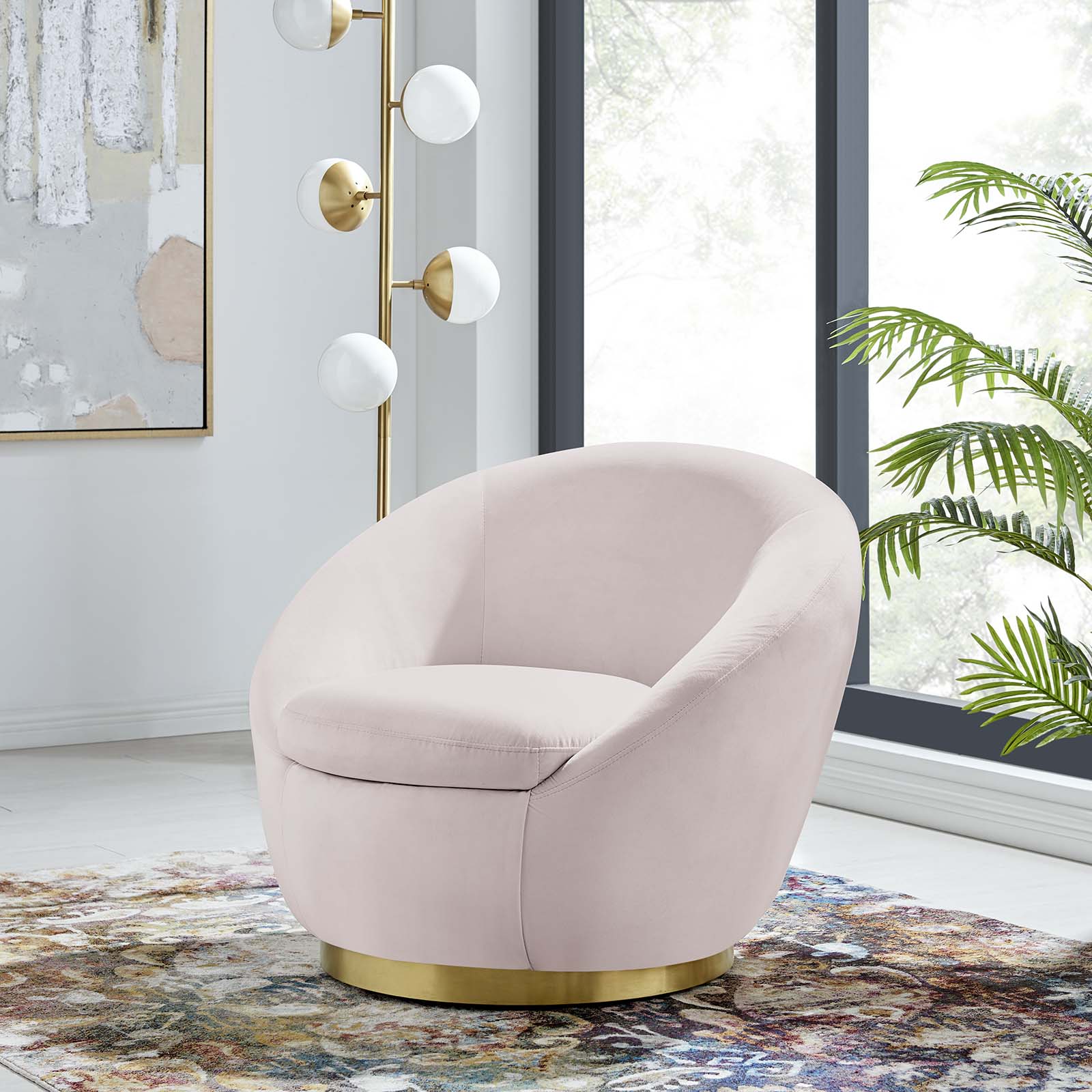 Buy Buttercup Performance Velvet Swivel Chair Gold Pink