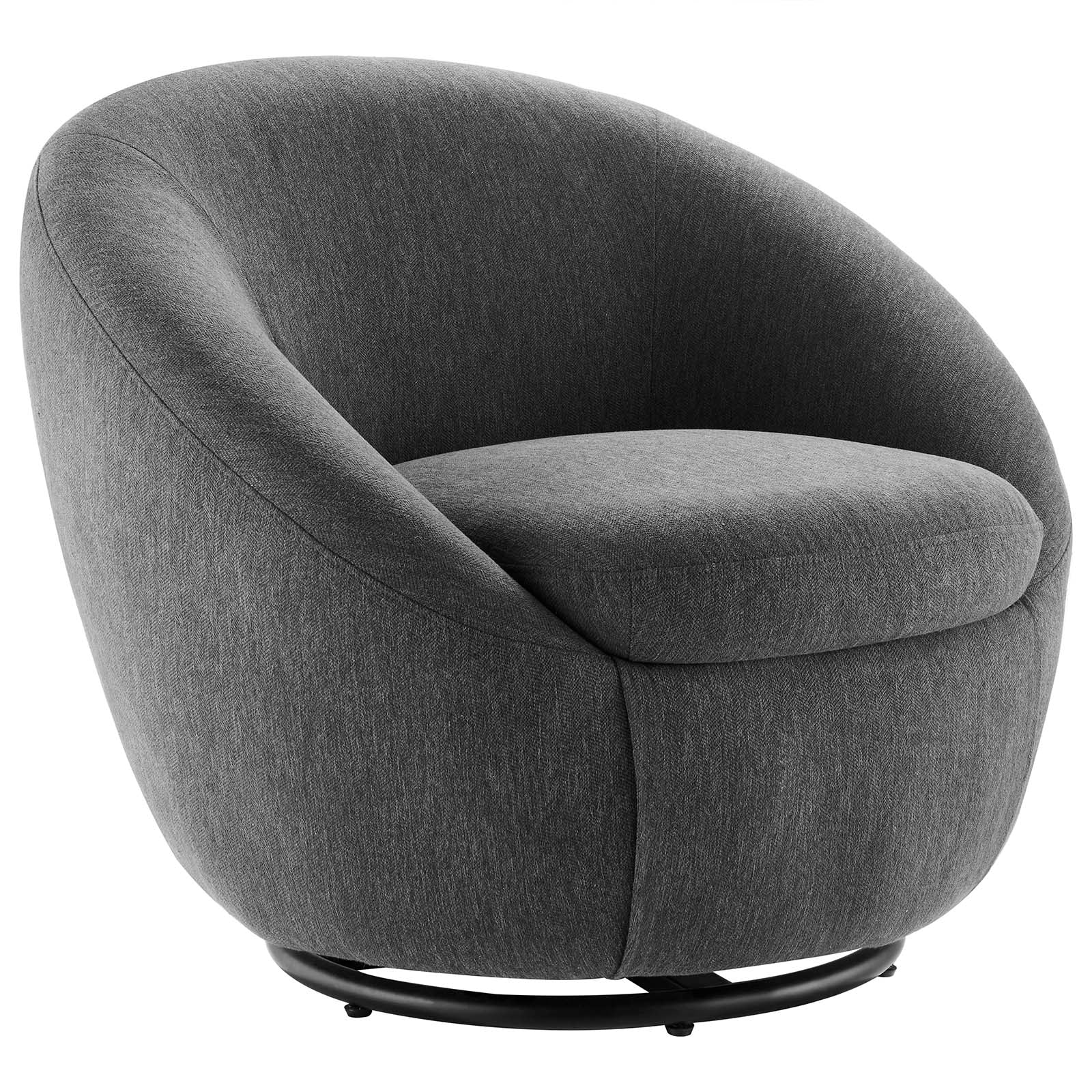 Modway Accent Chairs - Buttercup Fabric Upholstered Upholstered Fabric Swivel Chair Black Charcoal