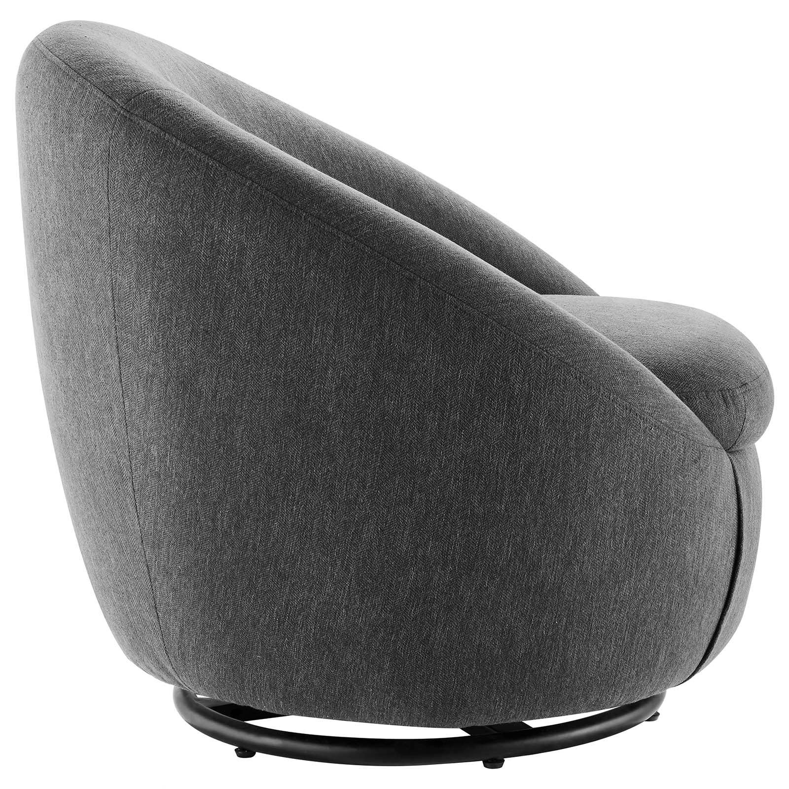 Modway Accent Chairs - Buttercup Fabric Upholstered Upholstered Fabric Swivel Chair Black Charcoal