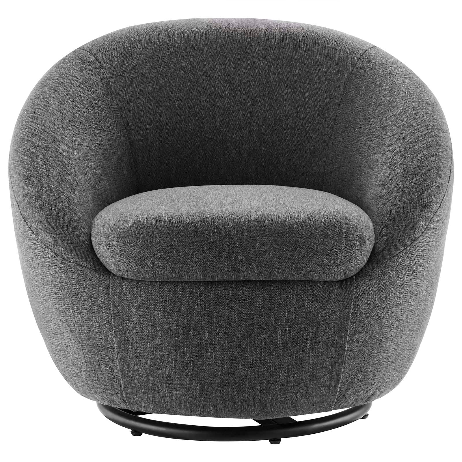 Modway Accent Chairs - Buttercup Fabric Upholstered Upholstered Fabric Swivel Chair Black Charcoal